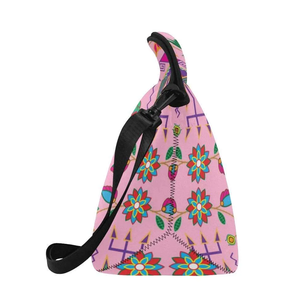 Geometric Floral Fall-Sunset Neoprene Lunch Bag/Large