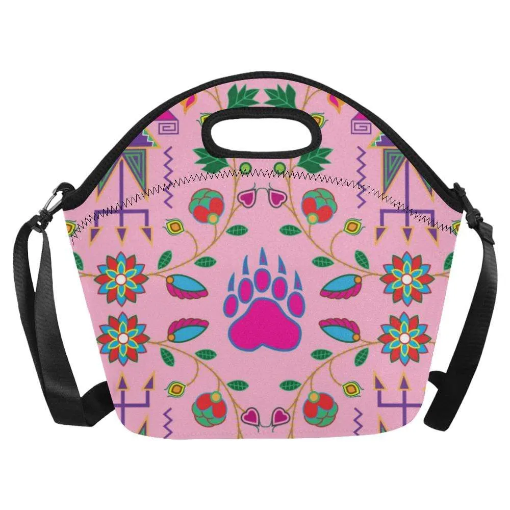 Geometric Floral Fall-Sunset Neoprene Lunch Bag/Large