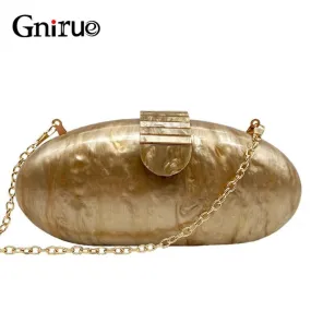 Gnirue Brand Fashion Wallet Women Acrylic Cute Long Round Evening Bag Woman Solid Marble Luxury Party Prom Handbag Casual Clutch