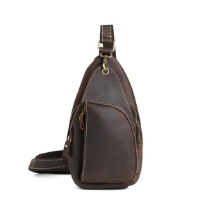 Handmade Genuine Leather Men's Messenger Chest Pack | Brown