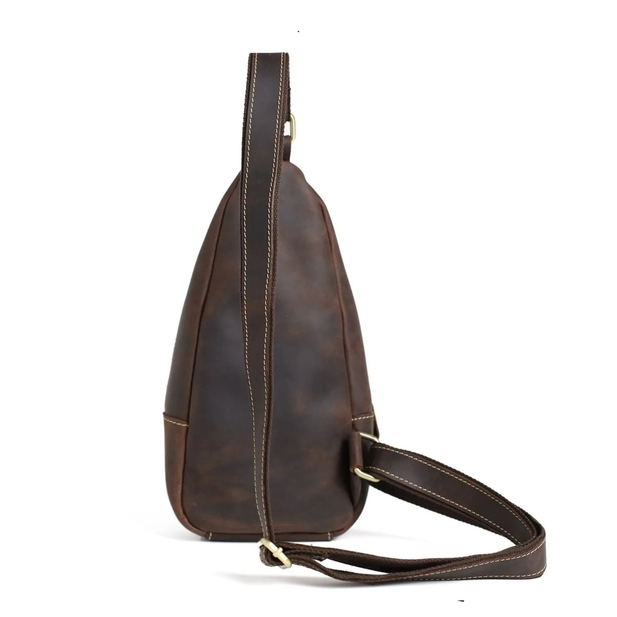 Handmade Genuine Leather Men's Messenger Chest Pack | Brown