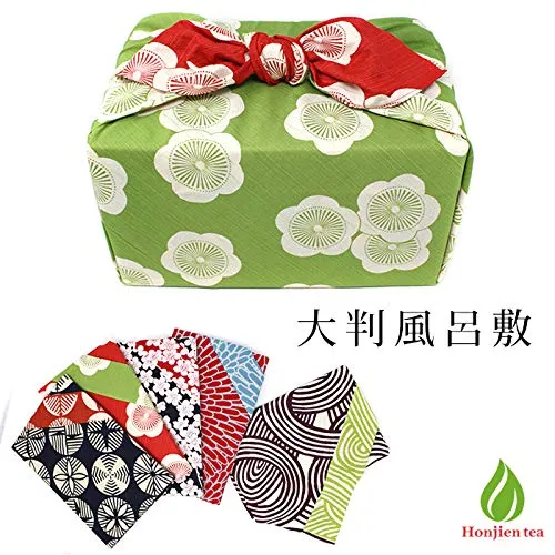 Honjien: Reversible Furoshiki Wrapping Cloth– 100% Cotton with Isa Monyo Classical Pattern