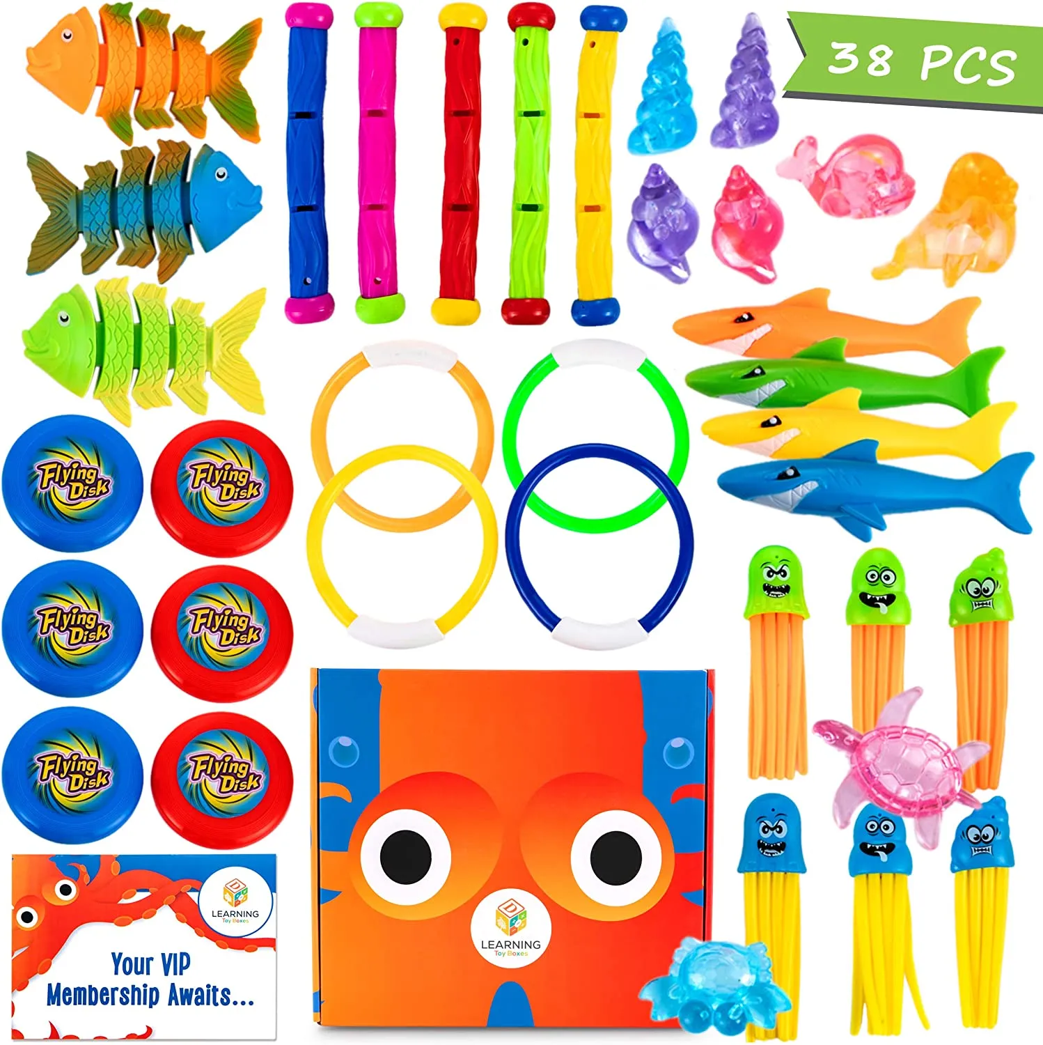 Ingeniuso Pool Diving Toys for Kids 38 PC Sinking Floating Diving Toys for Pool for Kids Encourage Underwater Swimming Lessons