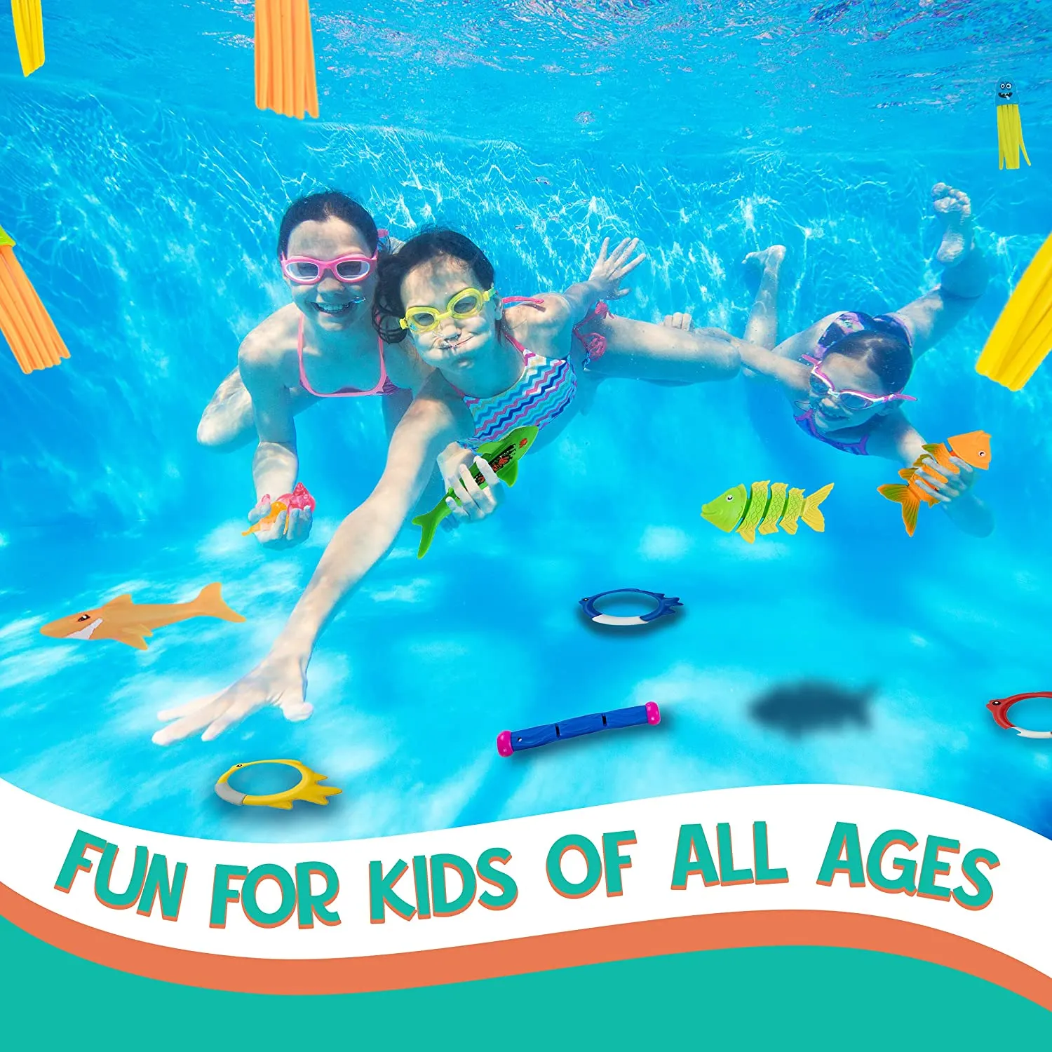 Ingeniuso Pool Diving Toys for Kids 38 PC Sinking Floating Diving Toys for Pool for Kids Encourage Underwater Swimming Lessons