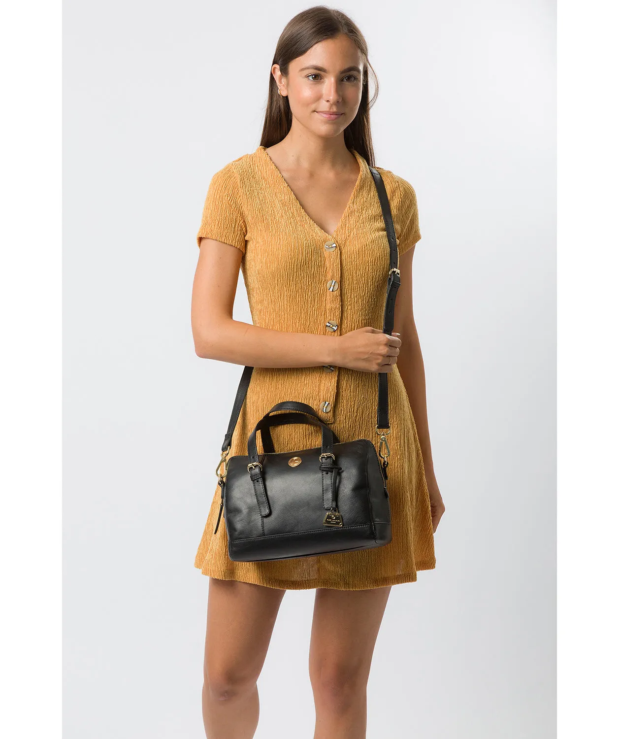 'Iris' Jet Black Leather Handbag