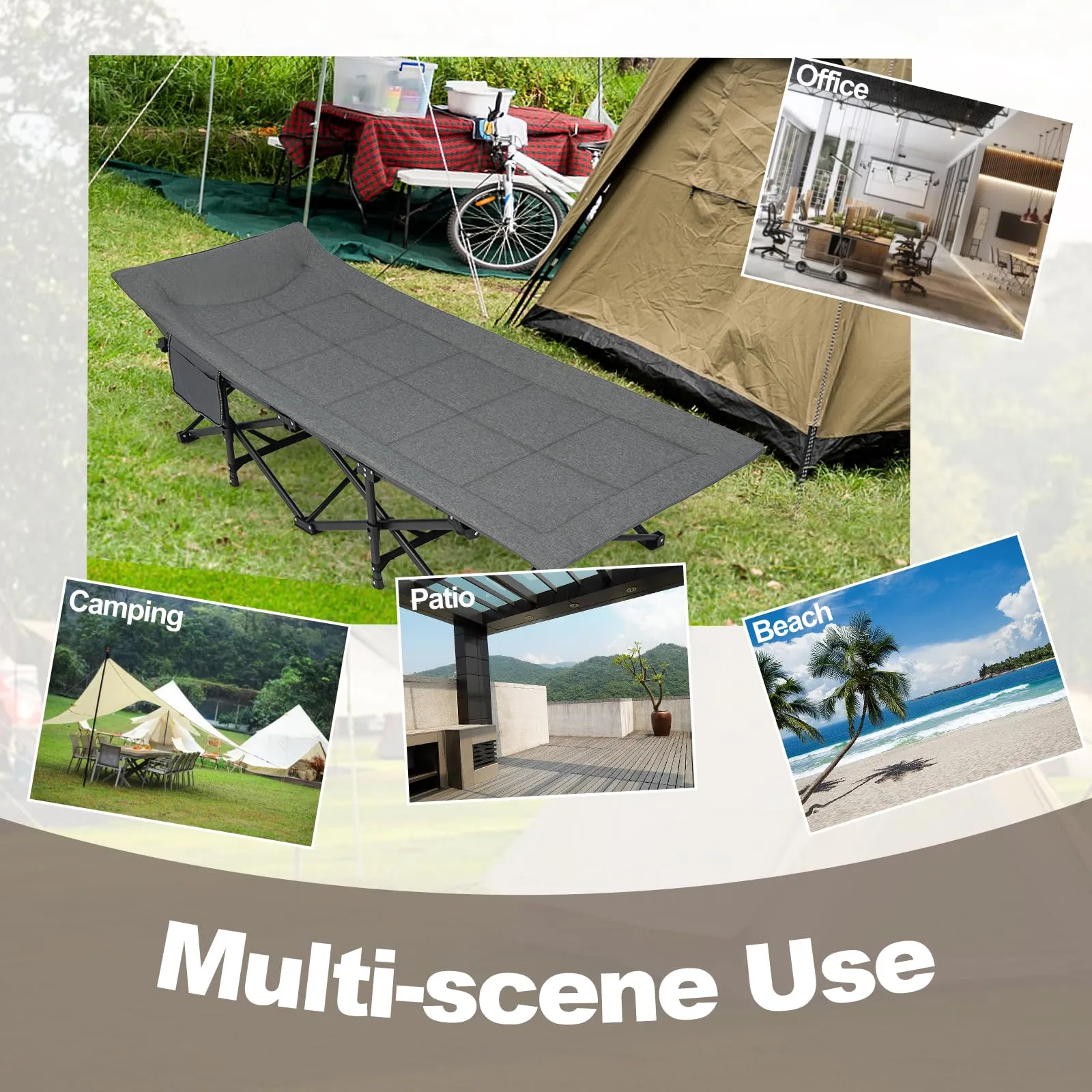 KOMFOTT Camping Cot for Adults, Portable Folding Bed for Sleeping with Pad & Pillow Lightweight Tent Cot with Carry Bag