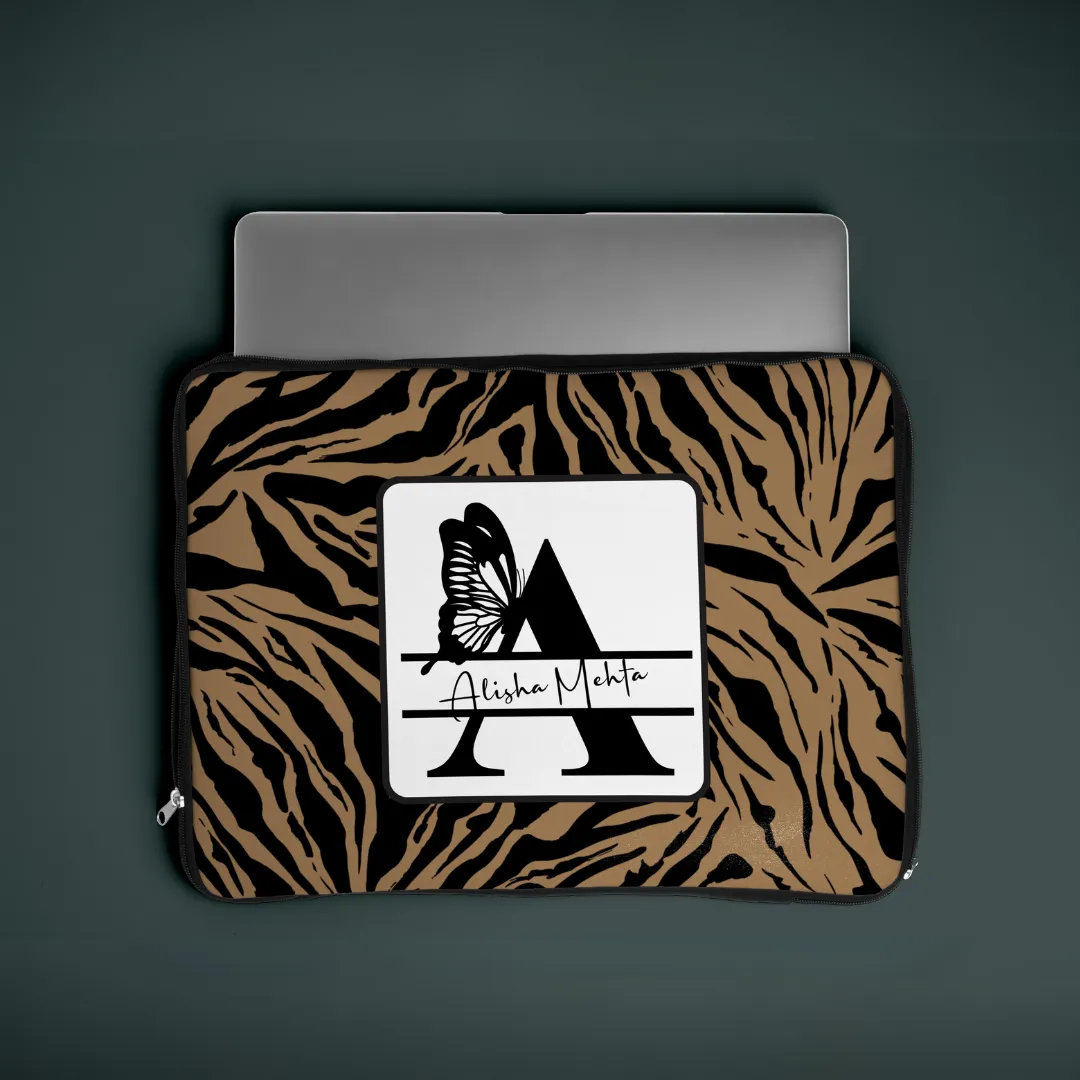Laptop Sleeve - Zebra Print with Initials