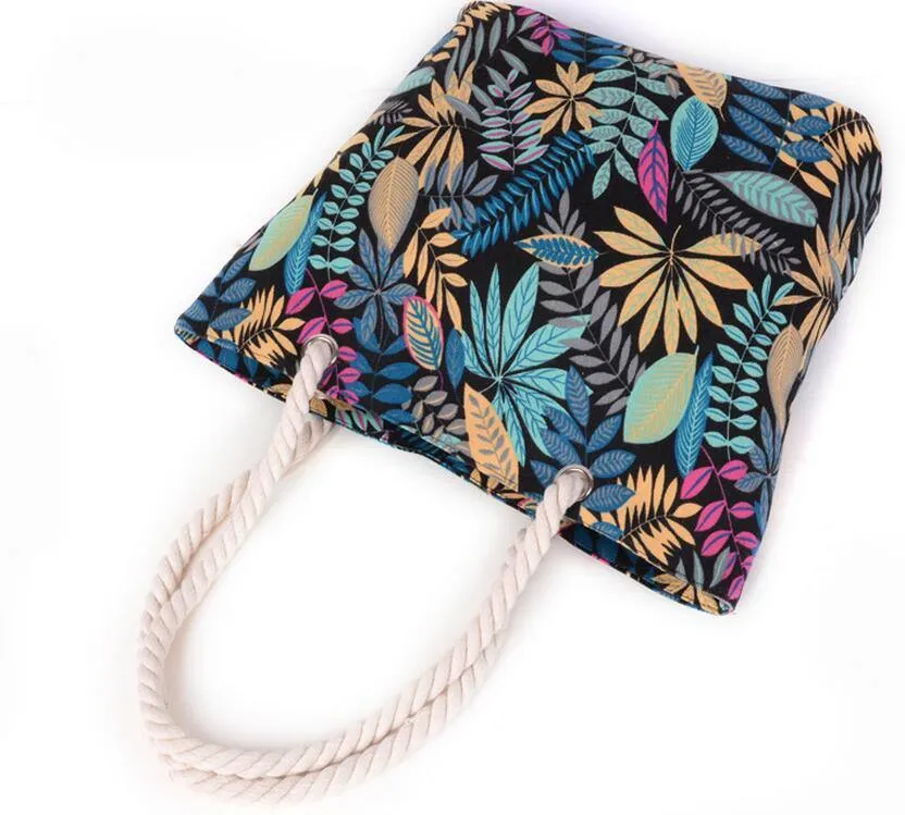 Leaf Print Beach Shopping Tote Bag