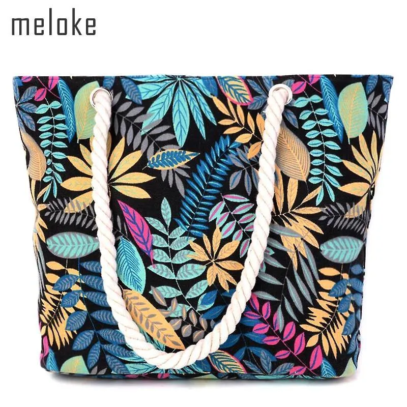 Leaf Print Beach Shopping Tote Bag