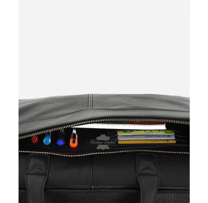 Leather Shoulder Bag Black Office Travel Messenger Laptop Briefcase Bag