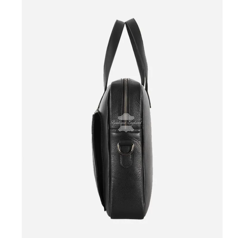 Leather Shoulder Bag Black Office Travel Messenger Laptop Briefcase Bag