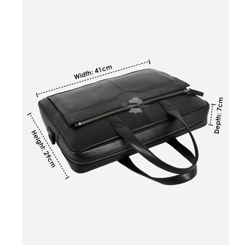 Leather Shoulder Bag Black Office Travel Messenger Laptop Briefcase Bag