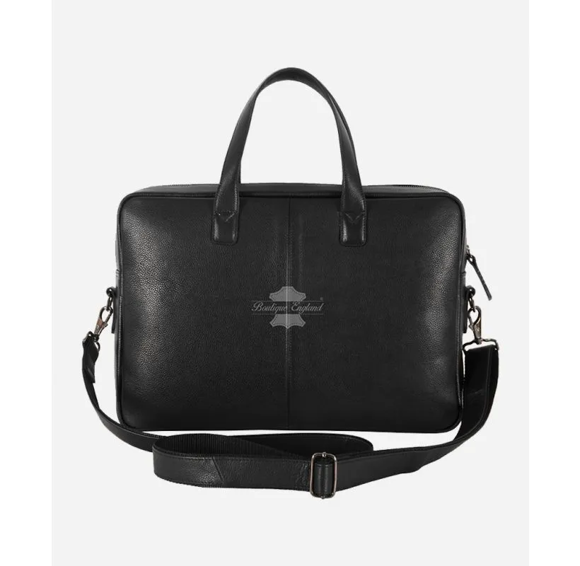 Leather Shoulder Bag Black Office Travel Messenger Laptop Briefcase Bag