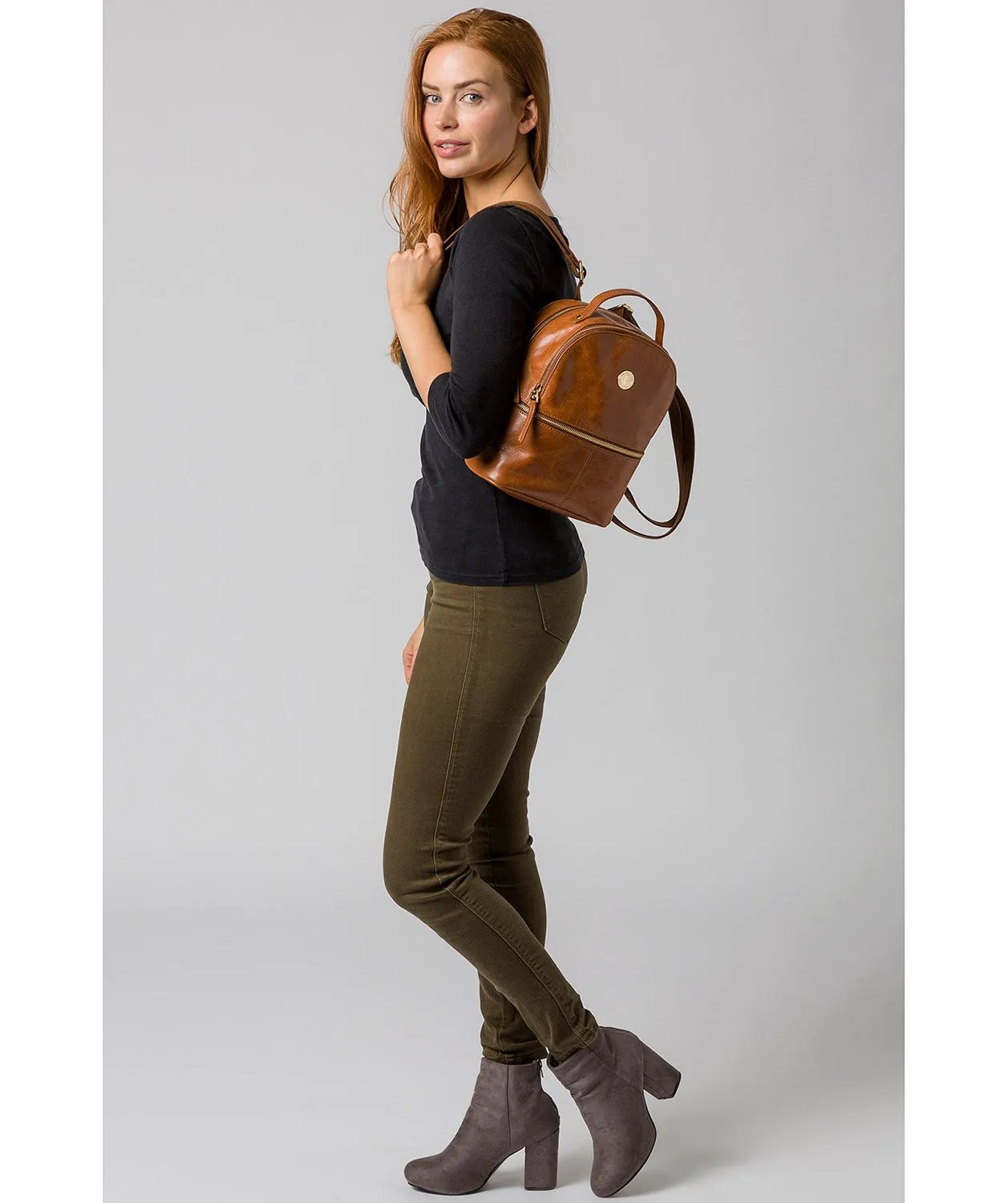 'Lunaria' Hazelnut Leather Backpack