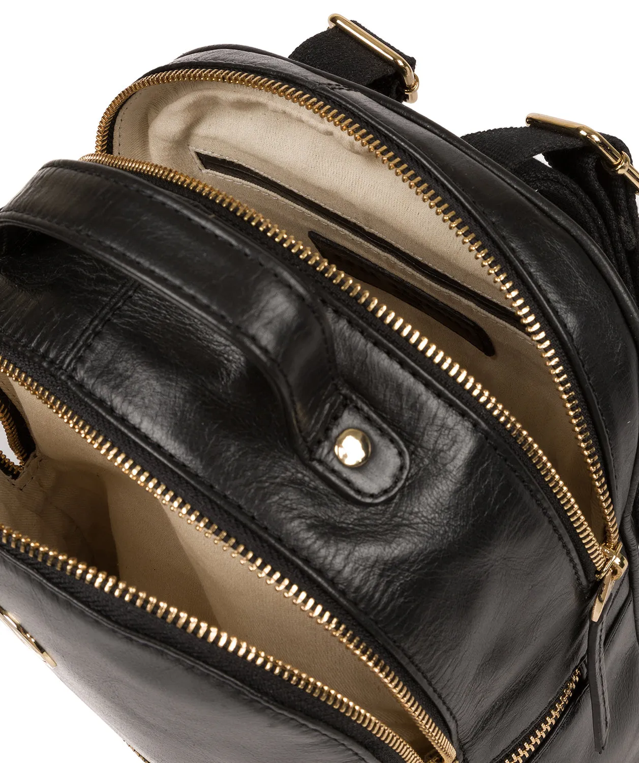 'Lunaria' Jet Black Leather Backpack