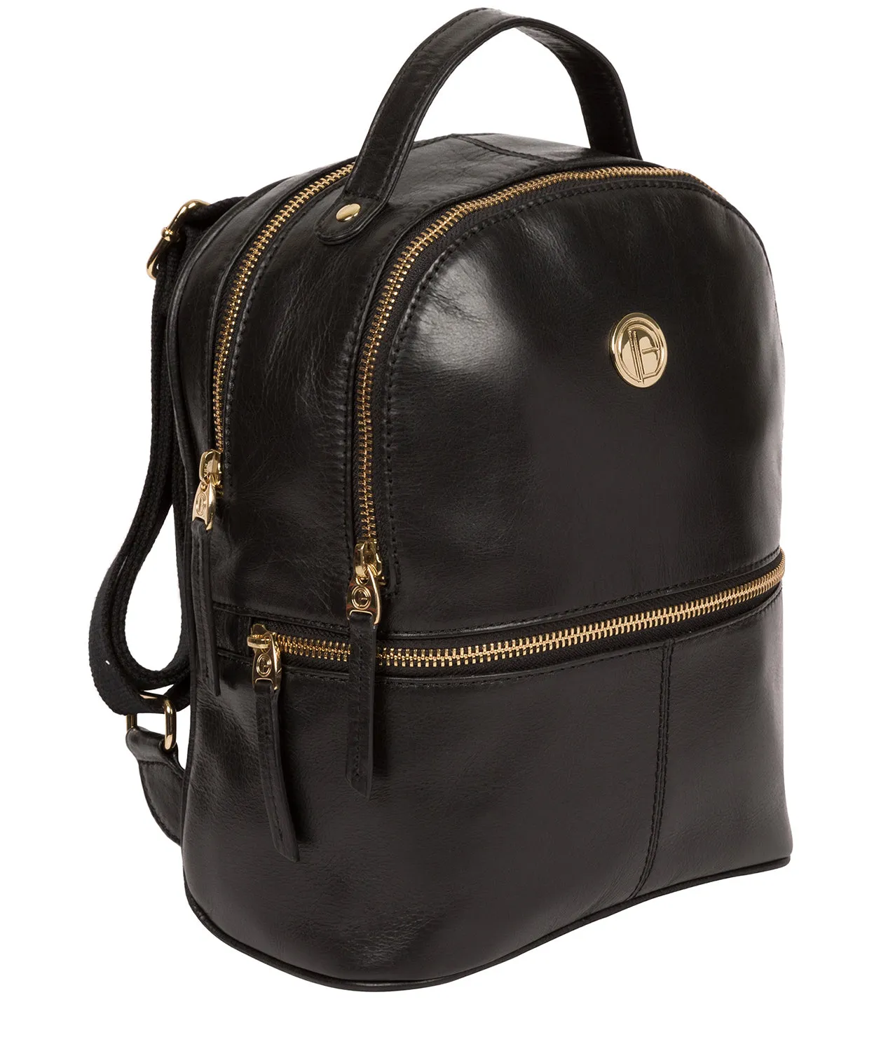 'Lunaria' Jet Black Leather Backpack