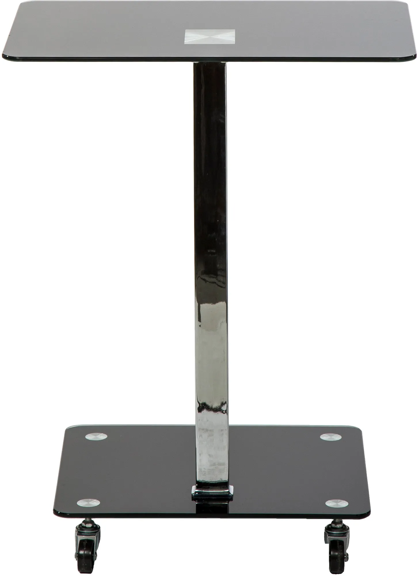 Mango Steam Alameda Portable Wheeled Tempered Glass Laptop Desk Accent Table - Black and Chrome