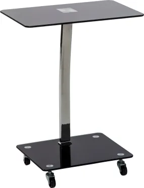 Mango Steam Alameda Portable Wheeled Tempered Glass Laptop Desk Accent Table - Black and Chrome