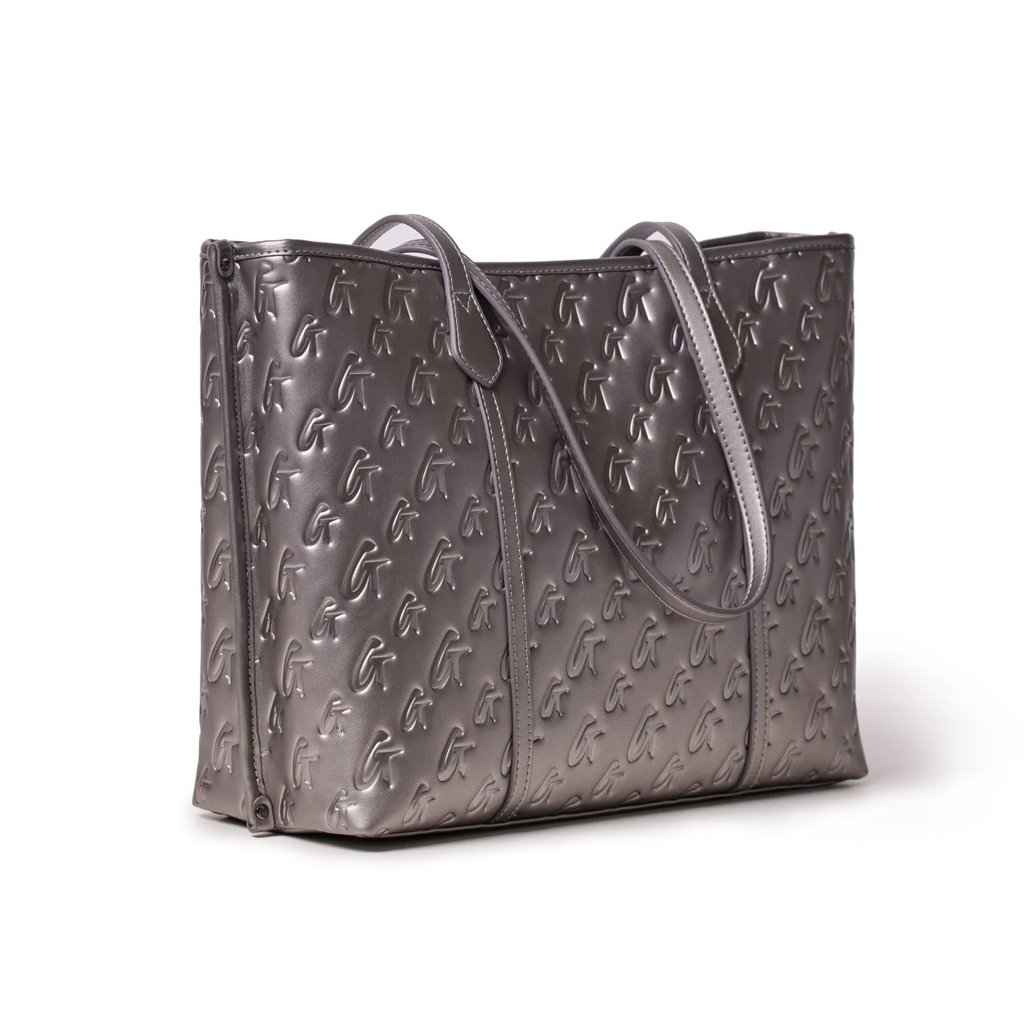 MONOGRAM SLEEK TOTE - PLATINUM