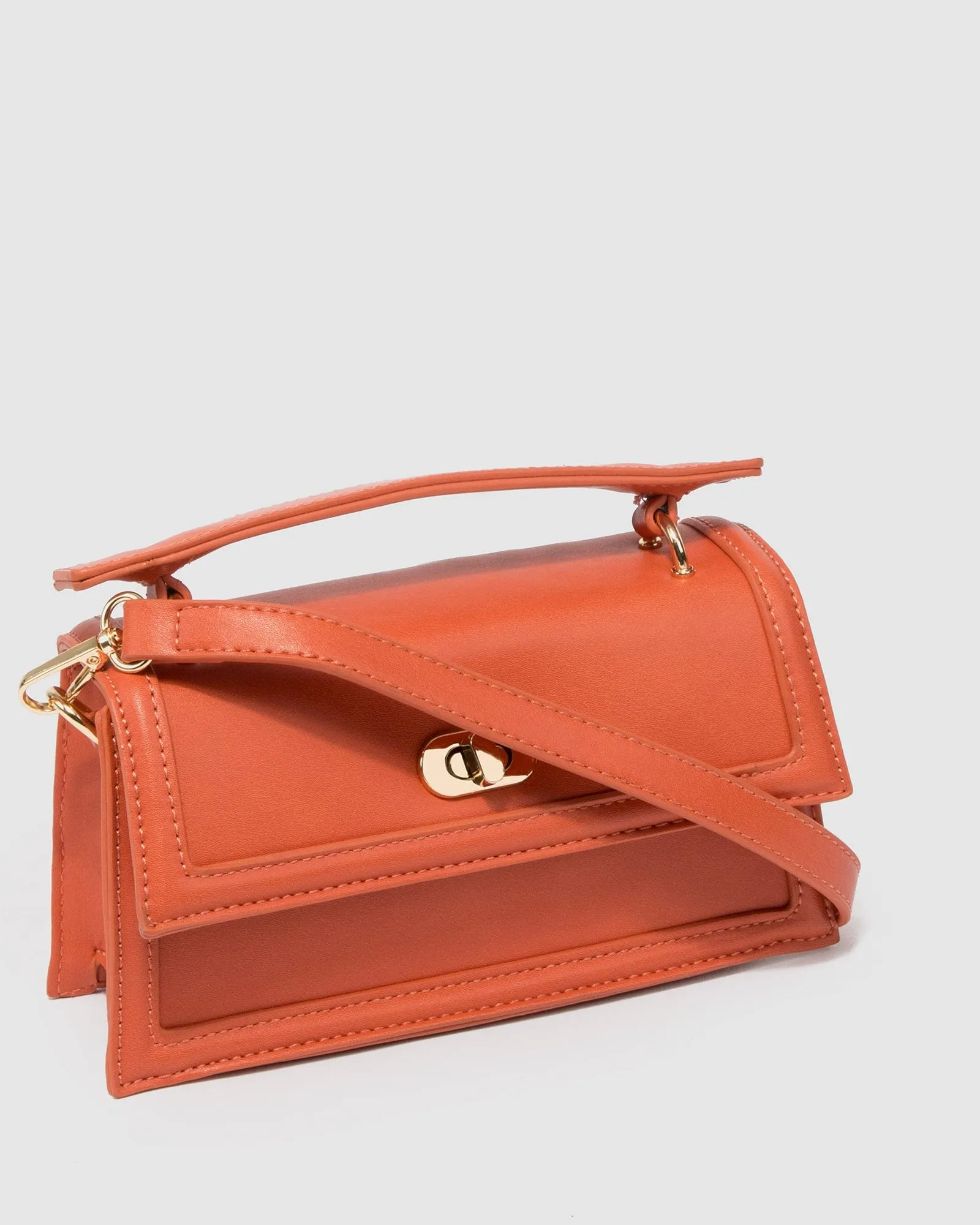 Orange Luna Flat Top Handle Bag