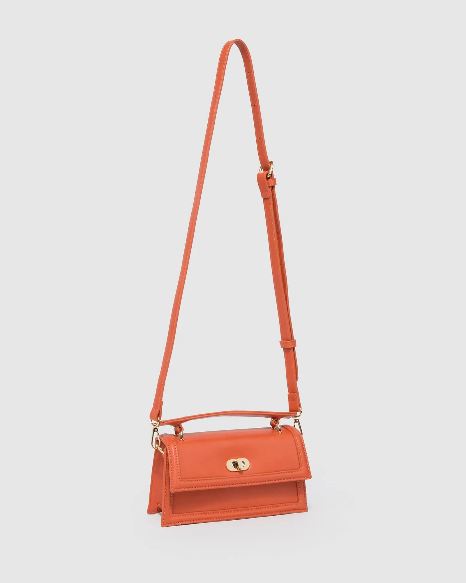 Orange Luna Flat Top Handle Bag