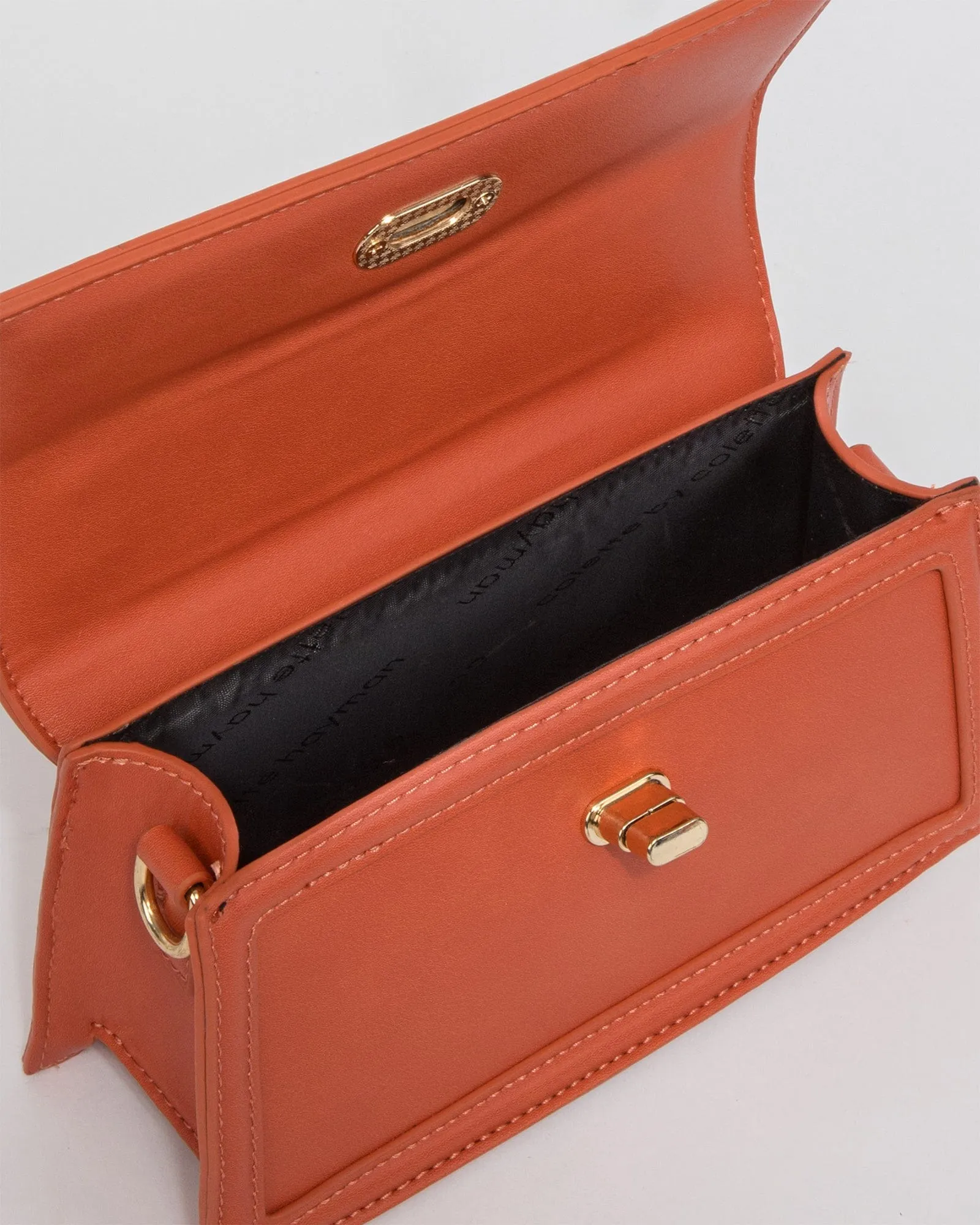 Orange Luna Flat Top Handle Bag