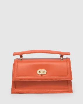 Orange Luna Flat Top Handle Bag