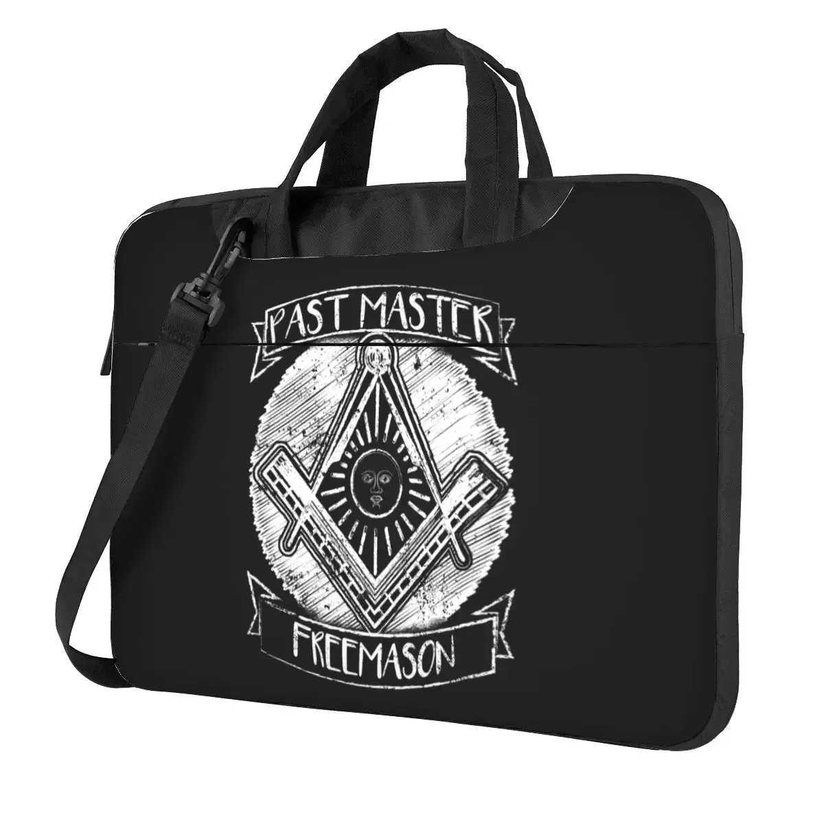 Past Master Blue Lodge Laptop Bag - Black & White Square and Compass Printed Design