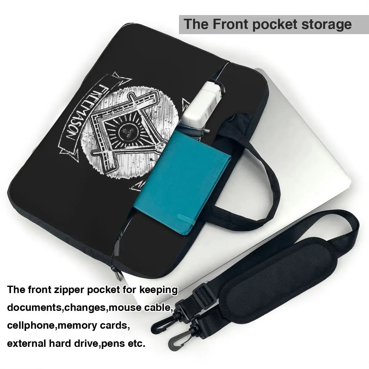 Past Master Blue Lodge Laptop Bag - Black & White Square and Compass Printed Design