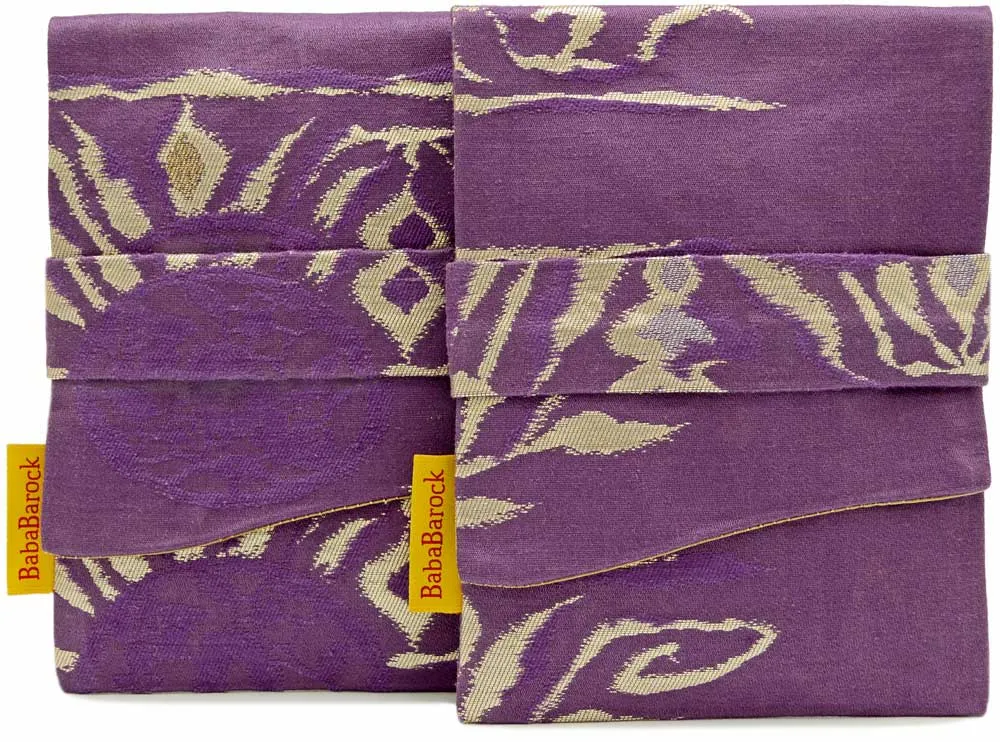Purple with Metallics - Japanese vintage silk foldover pouch