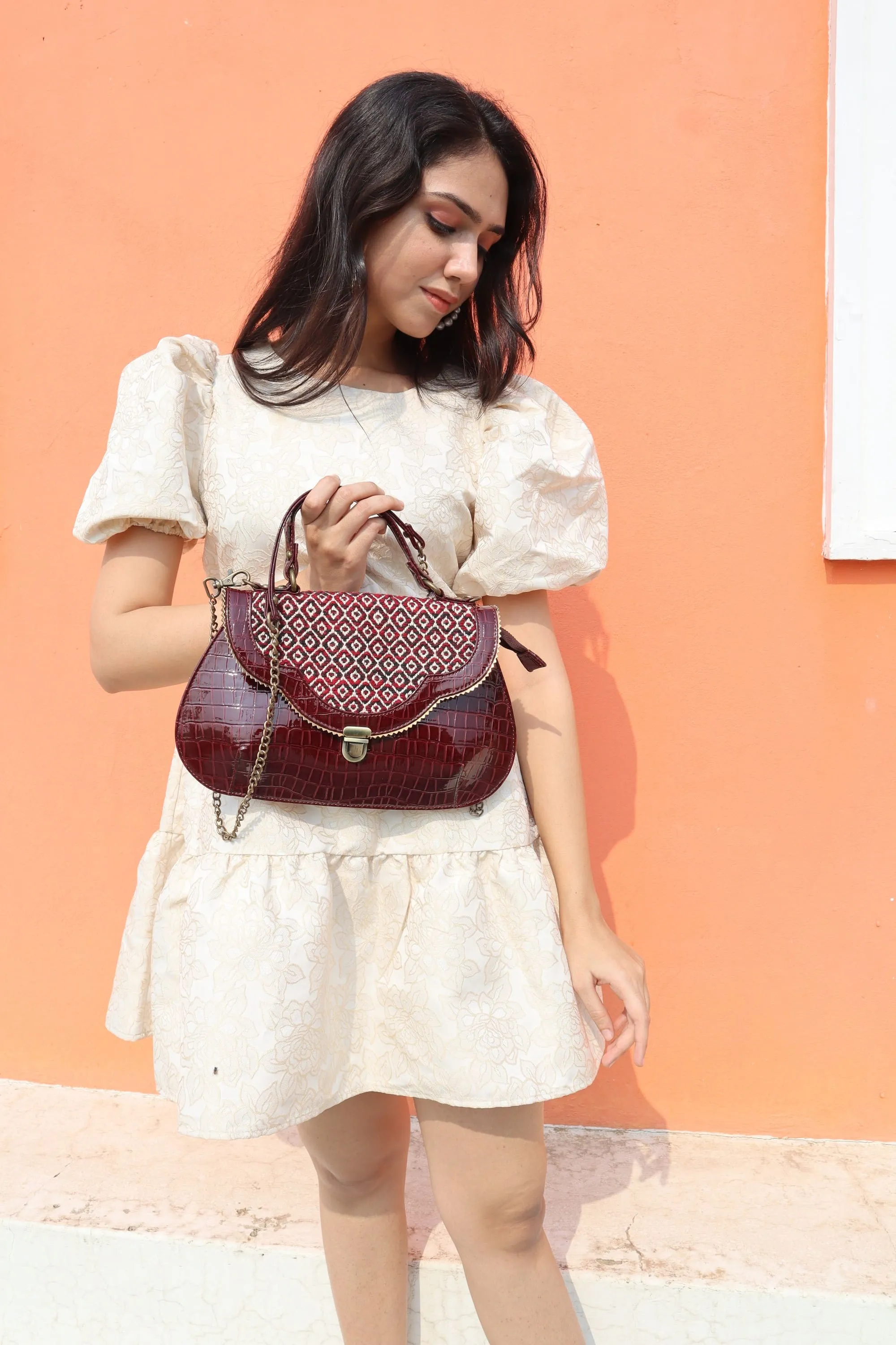 Rudhira Crocodile print stylish handbag
