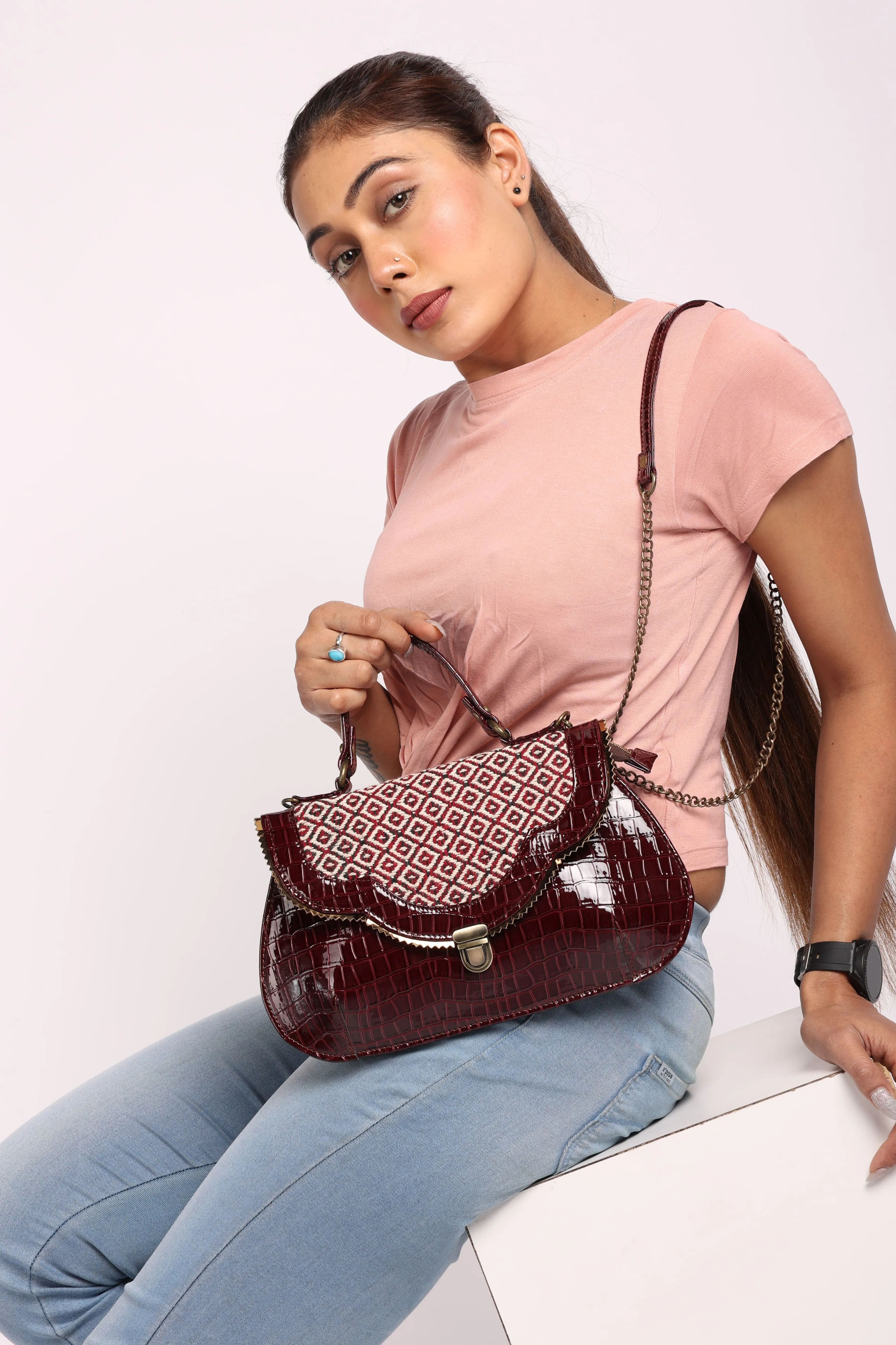 Rudhira Crocodile print stylish handbag