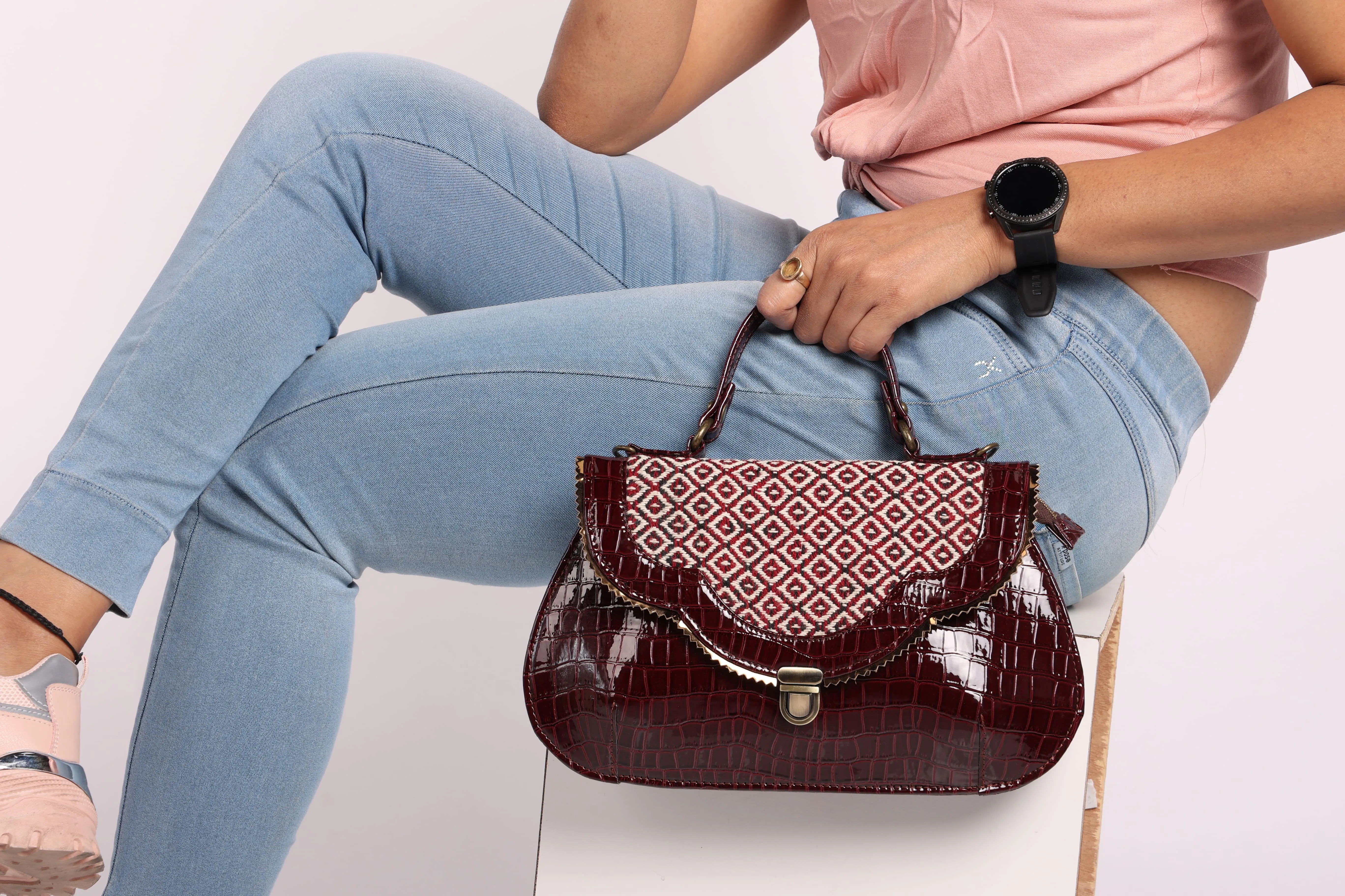 Rudhira Crocodile print stylish handbag