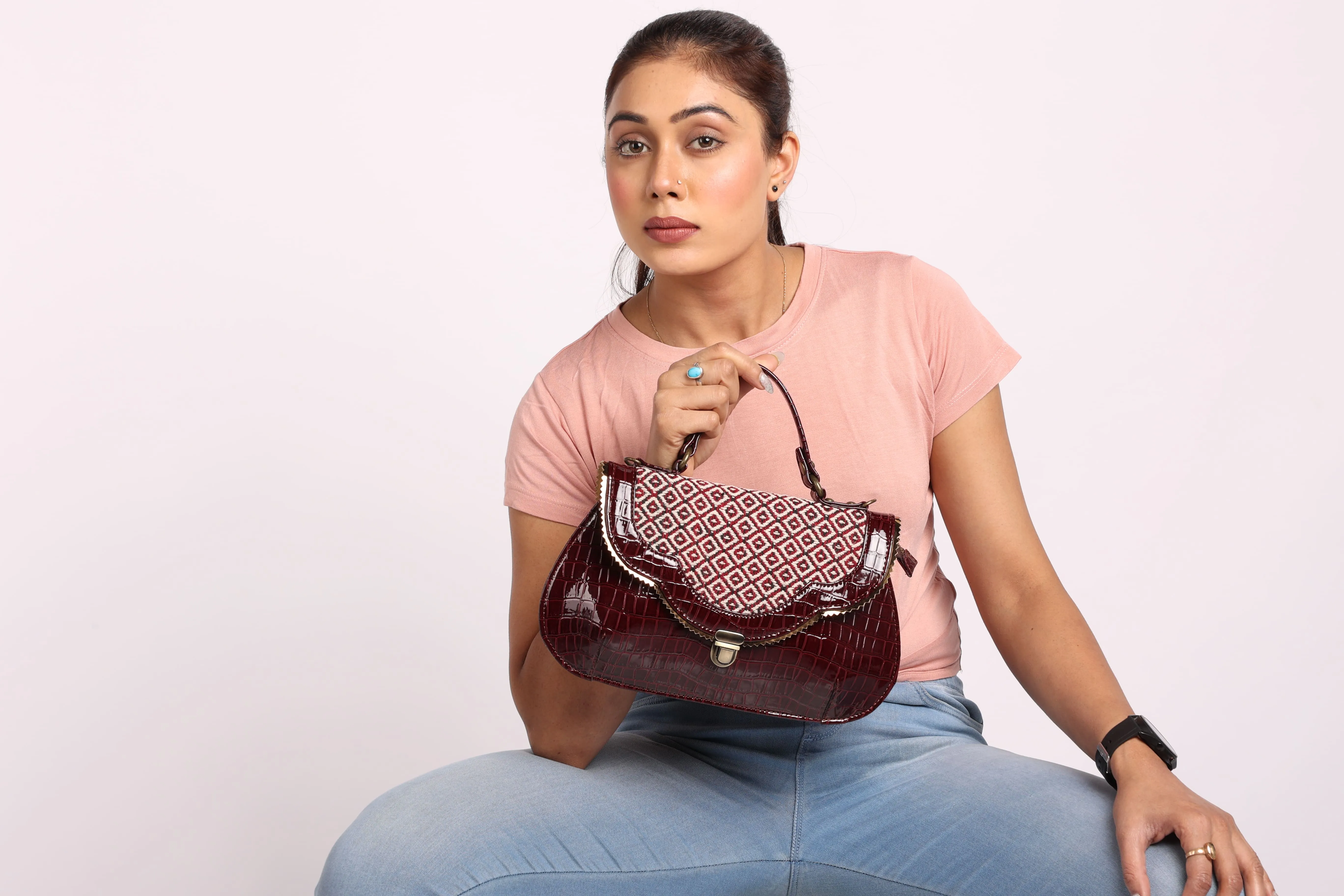 Rudhira Crocodile print stylish handbag