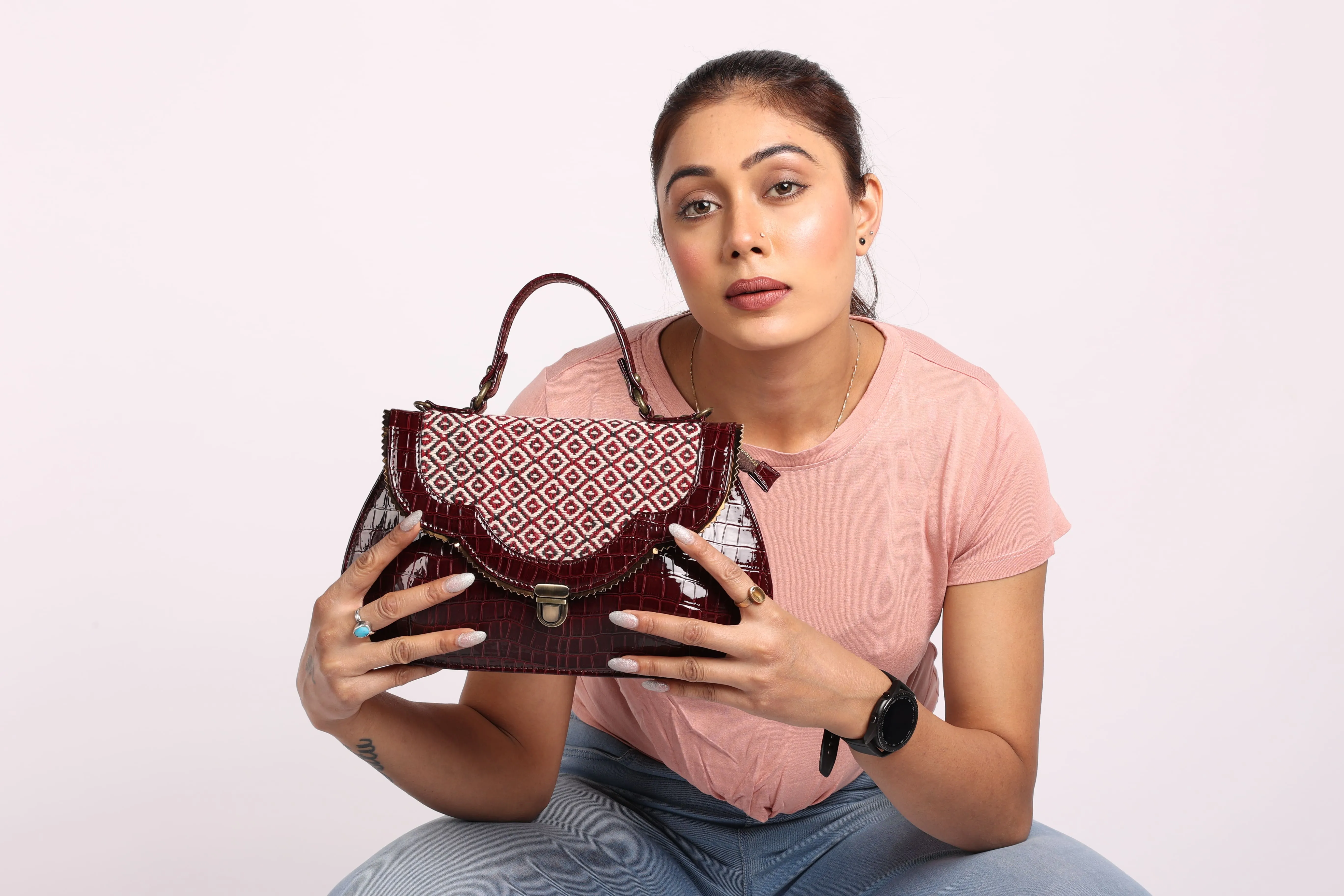 Rudhira Crocodile print stylish handbag