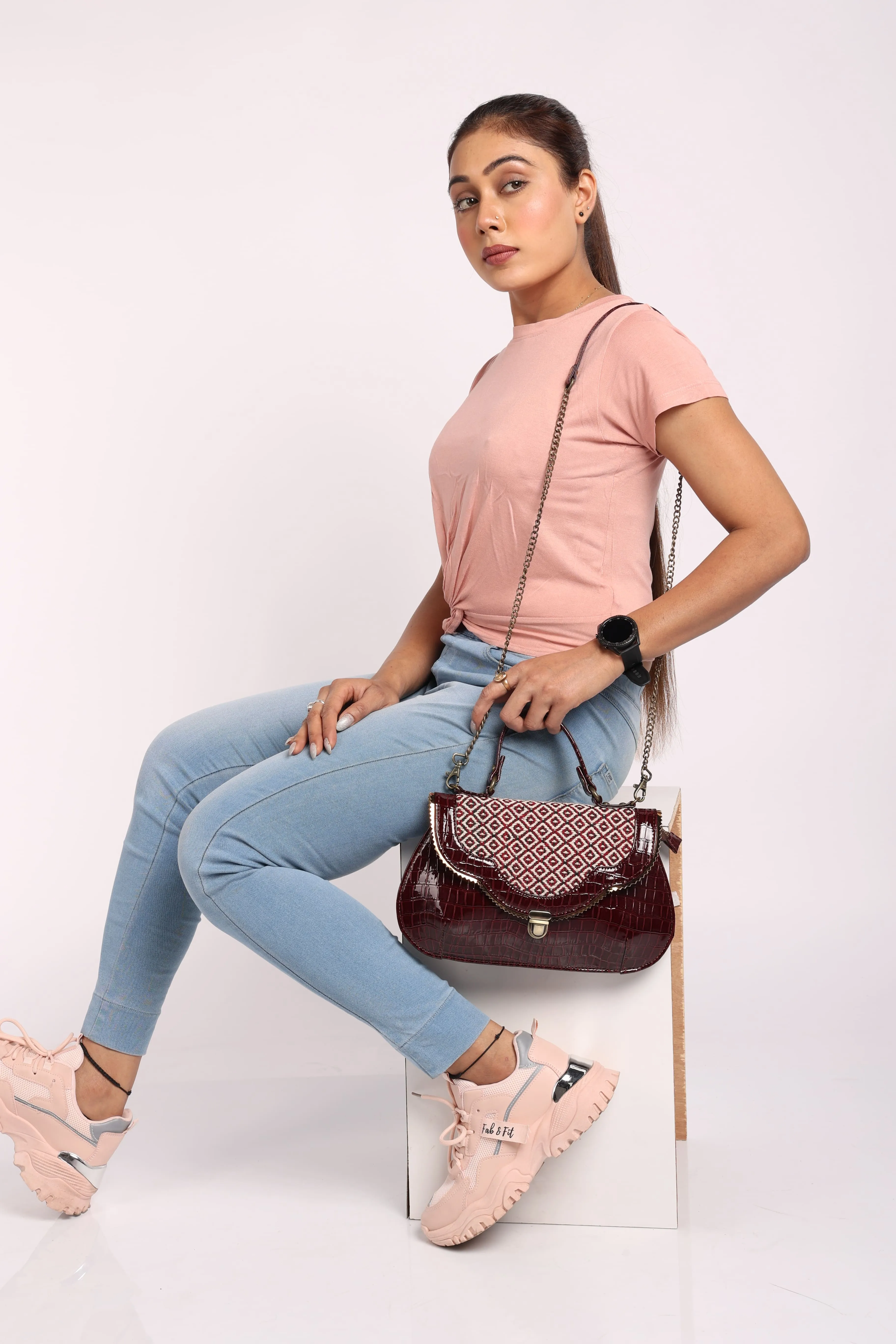 Rudhira Crocodile print stylish handbag
