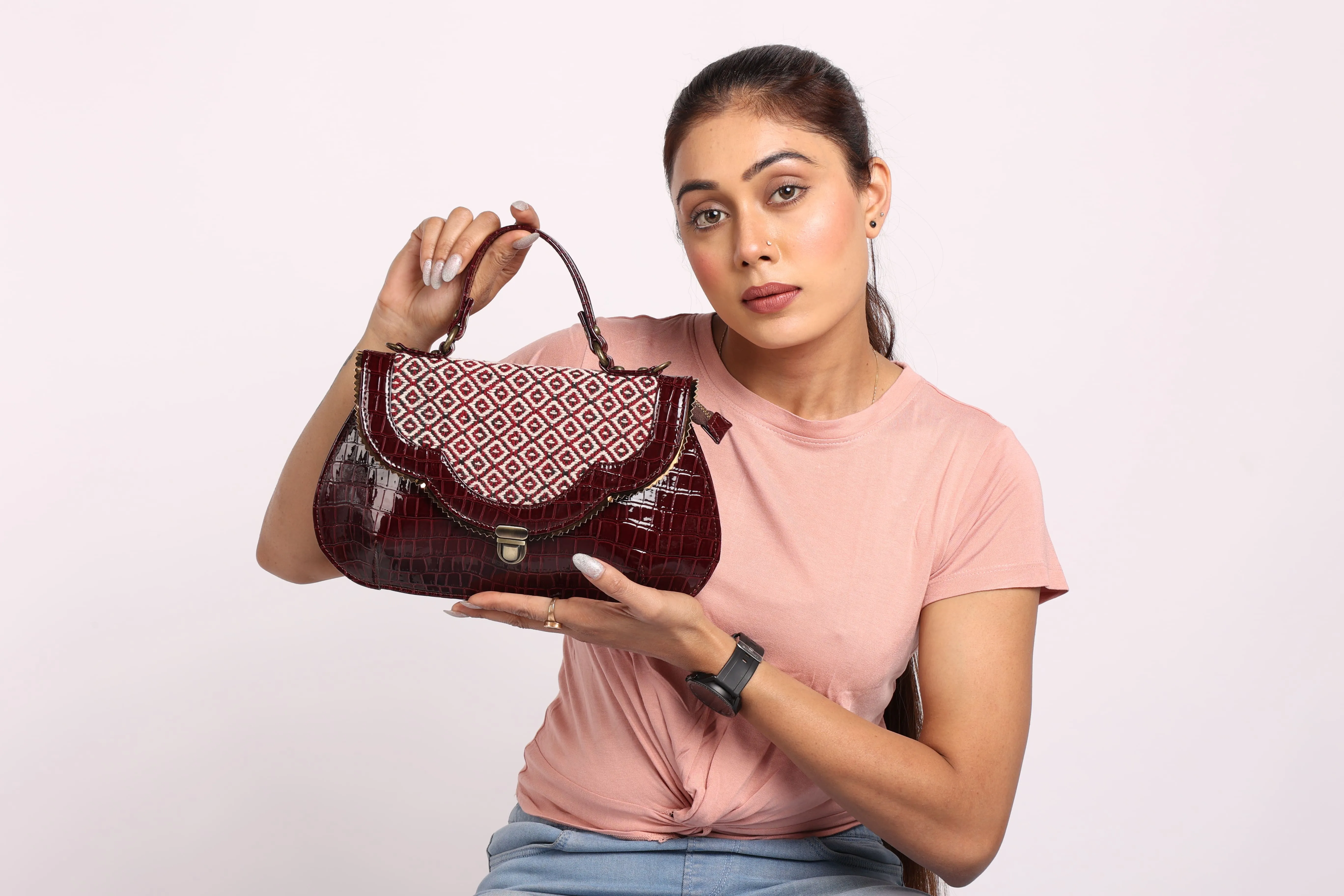 Rudhira Crocodile print stylish handbag