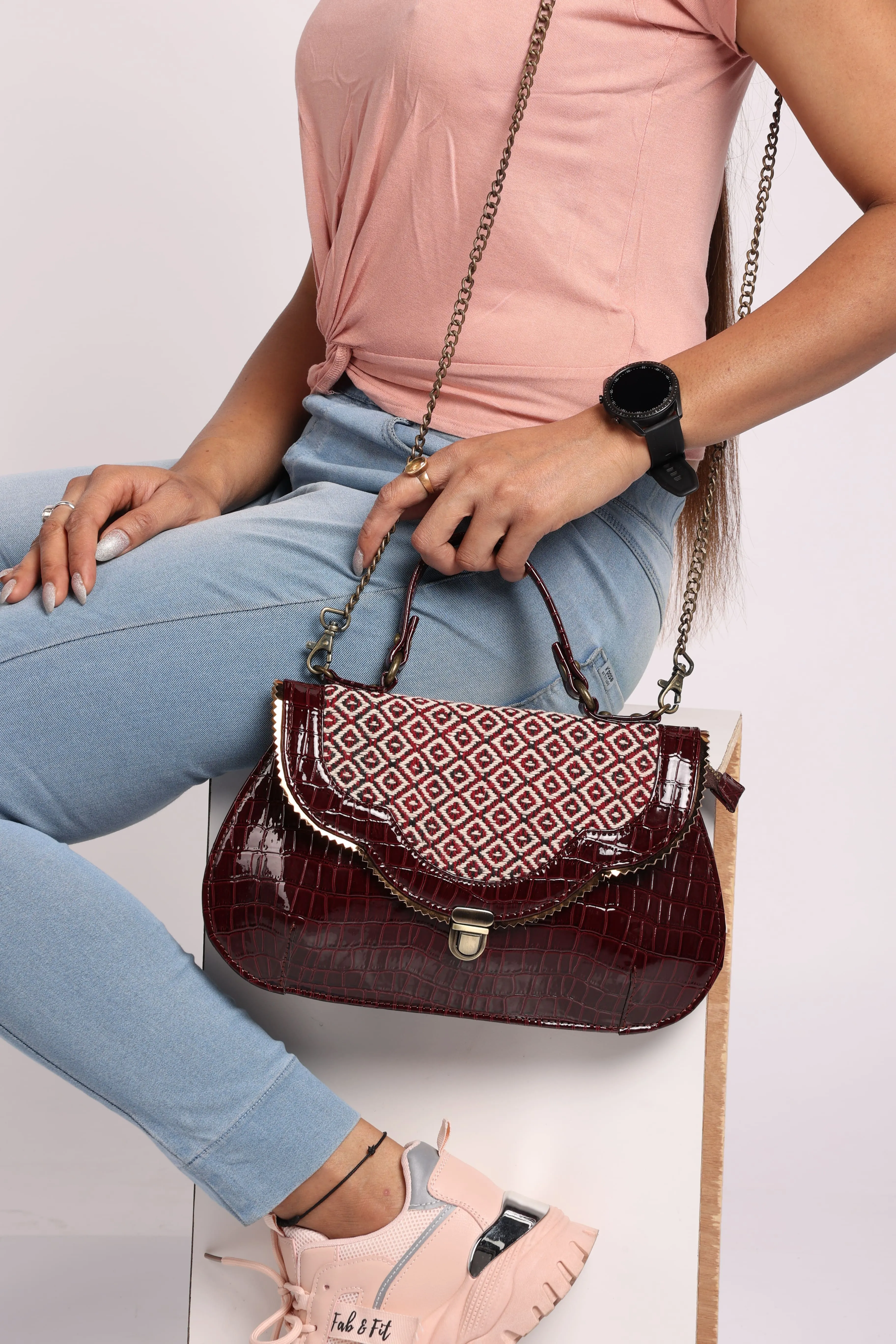 Rudhira Crocodile print stylish handbag