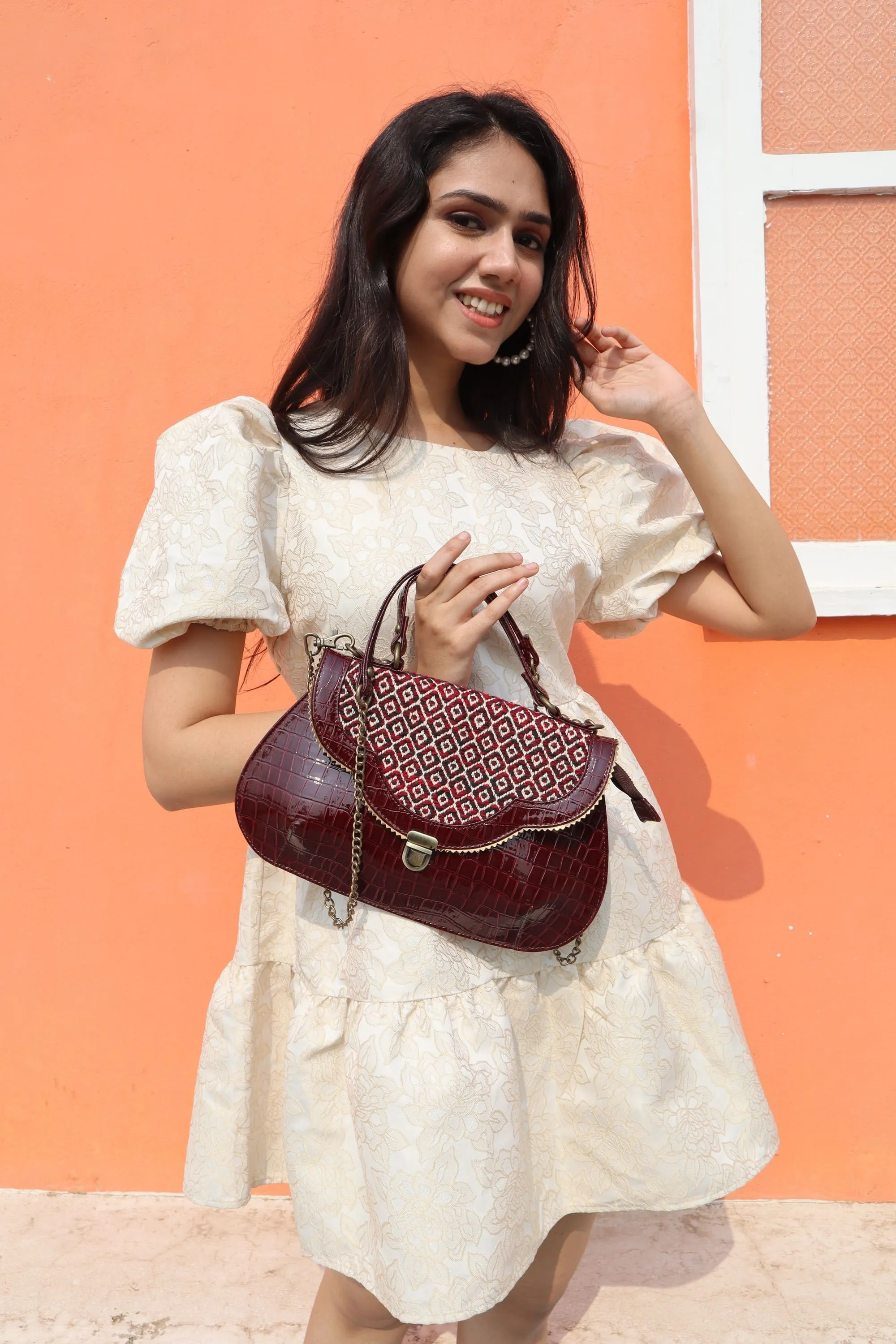 Rudhira Crocodile print stylish handbag