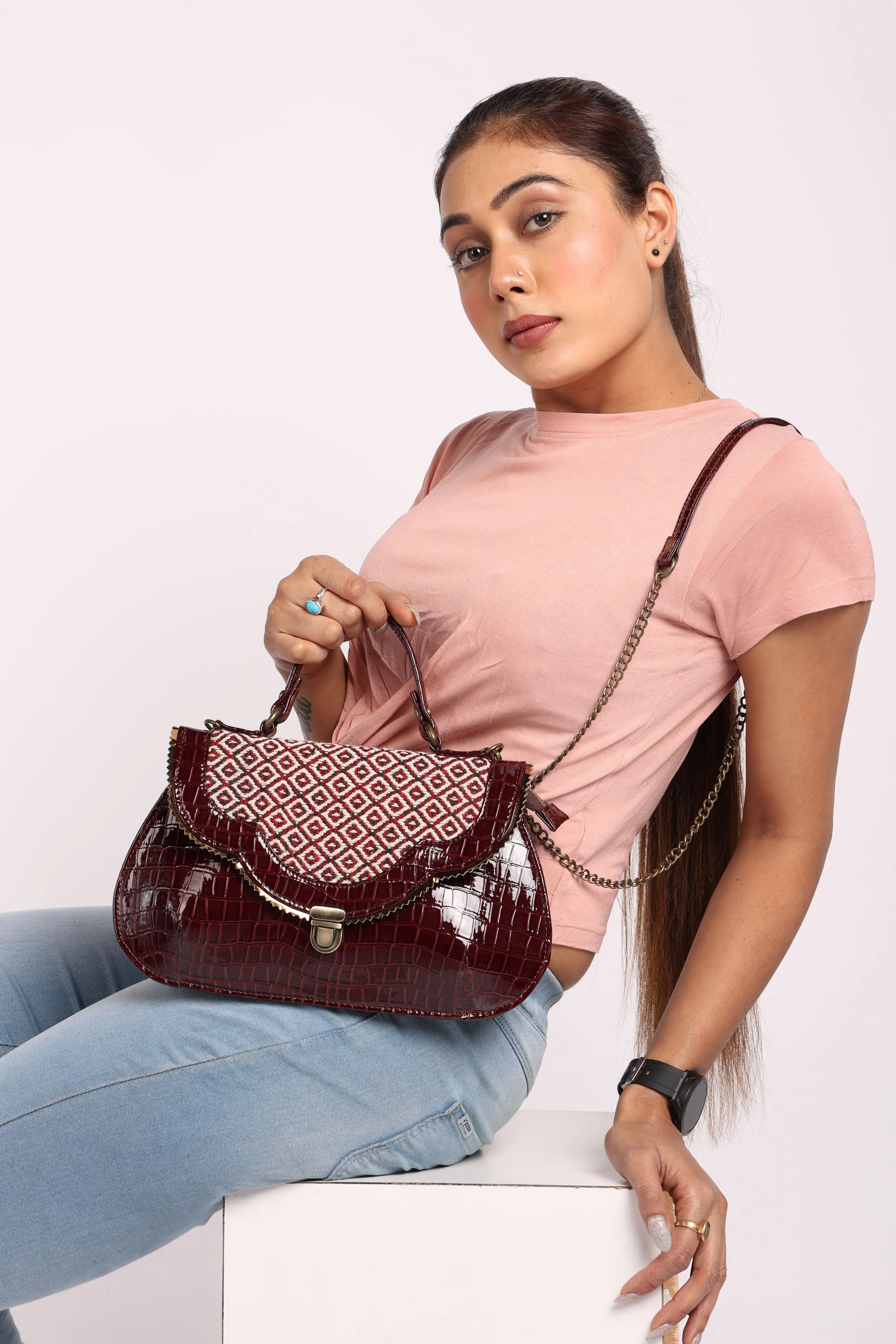 Rudhira Crocodile print stylish handbag