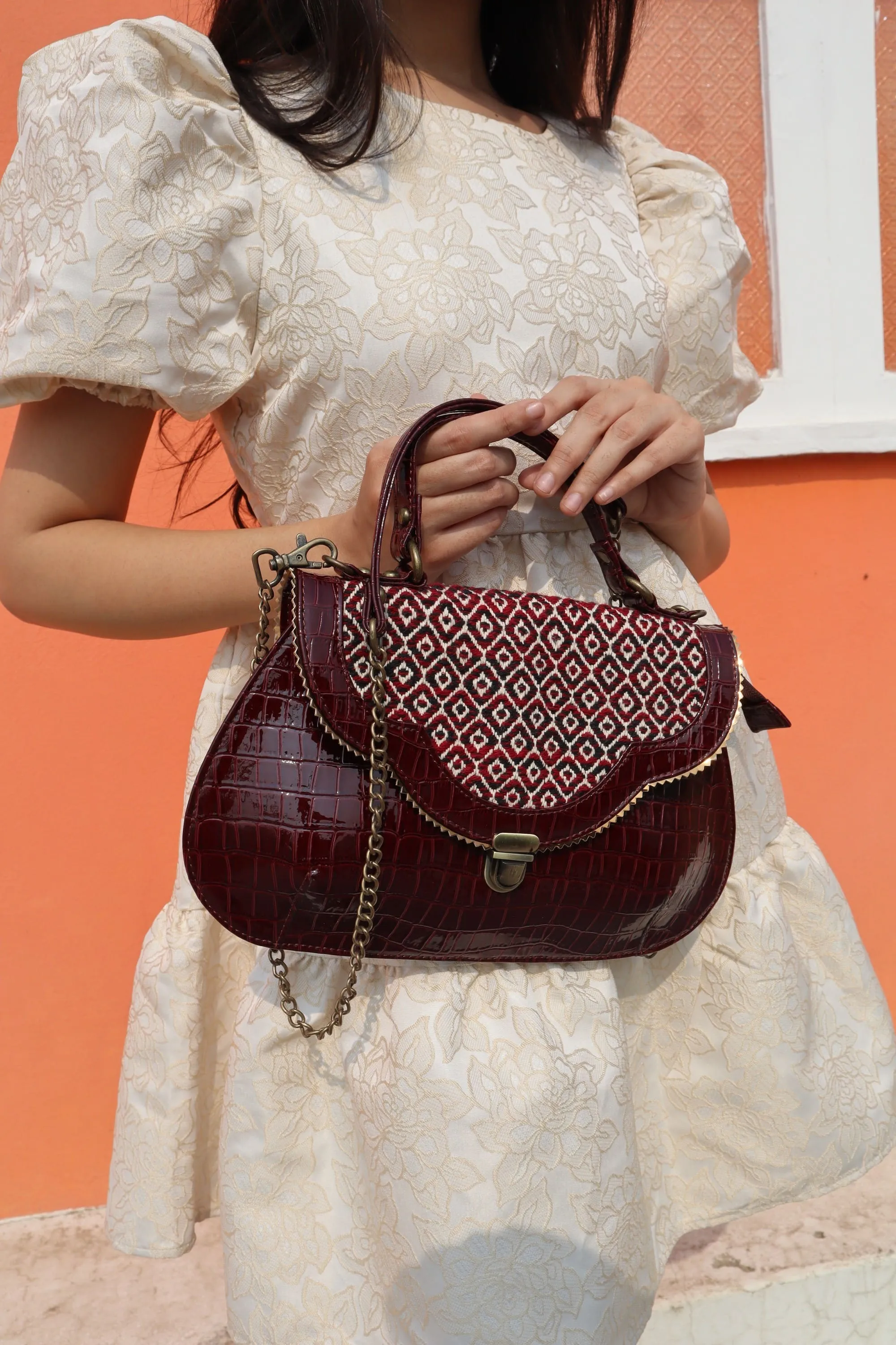 Rudhira Crocodile print stylish handbag