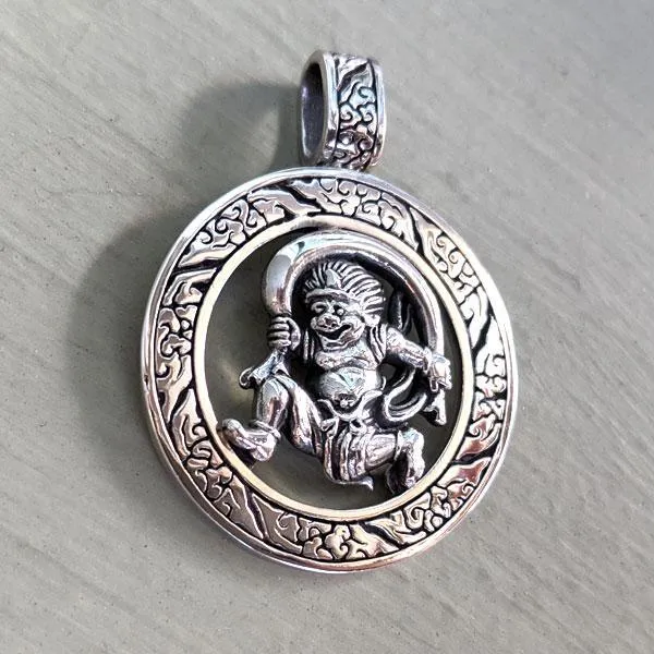 Silver Japanese Fujin Pendant