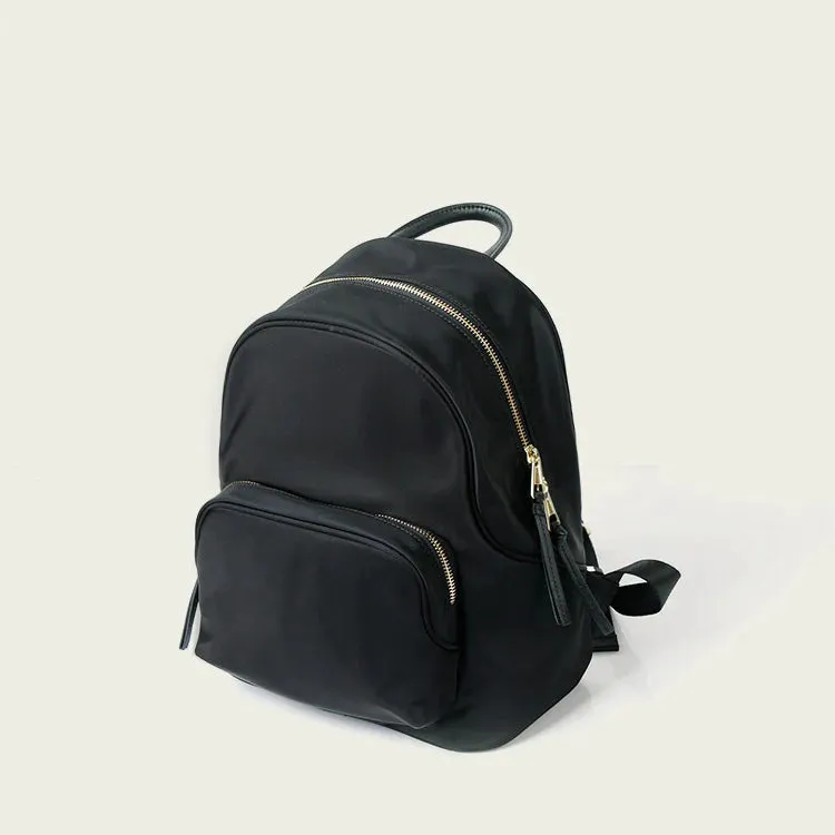 Small Black Nylon Backpack Waterproof Rucksack For Women