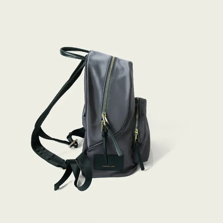 Small Black Nylon Backpack Waterproof Rucksack For Women