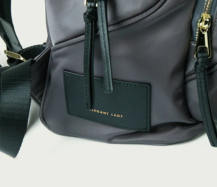 Small Black Nylon Backpack Waterproof Rucksack For Women