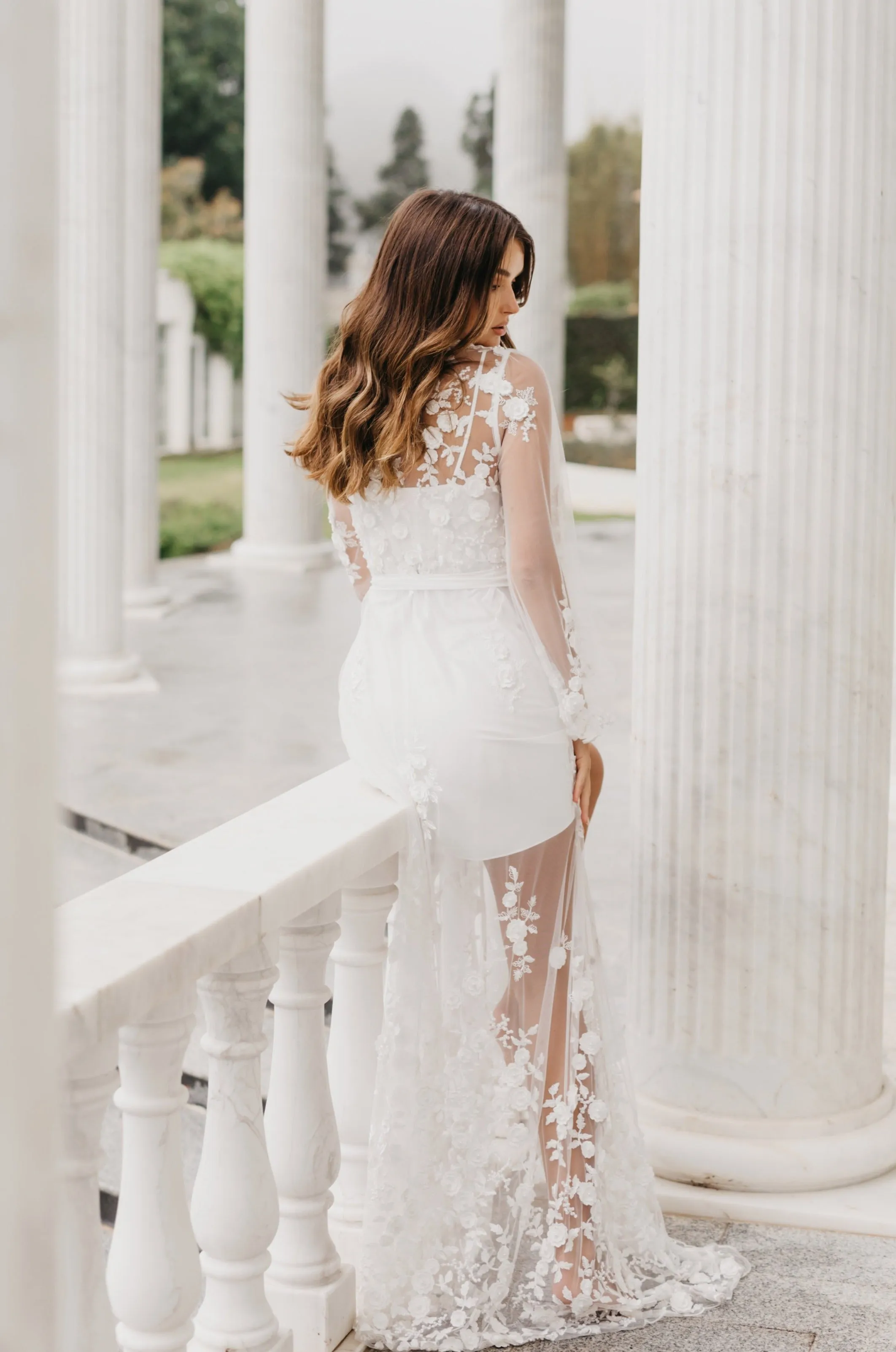 Steffanie Beaded Floral Lace Maxi Bridal Robe - Includes Slip