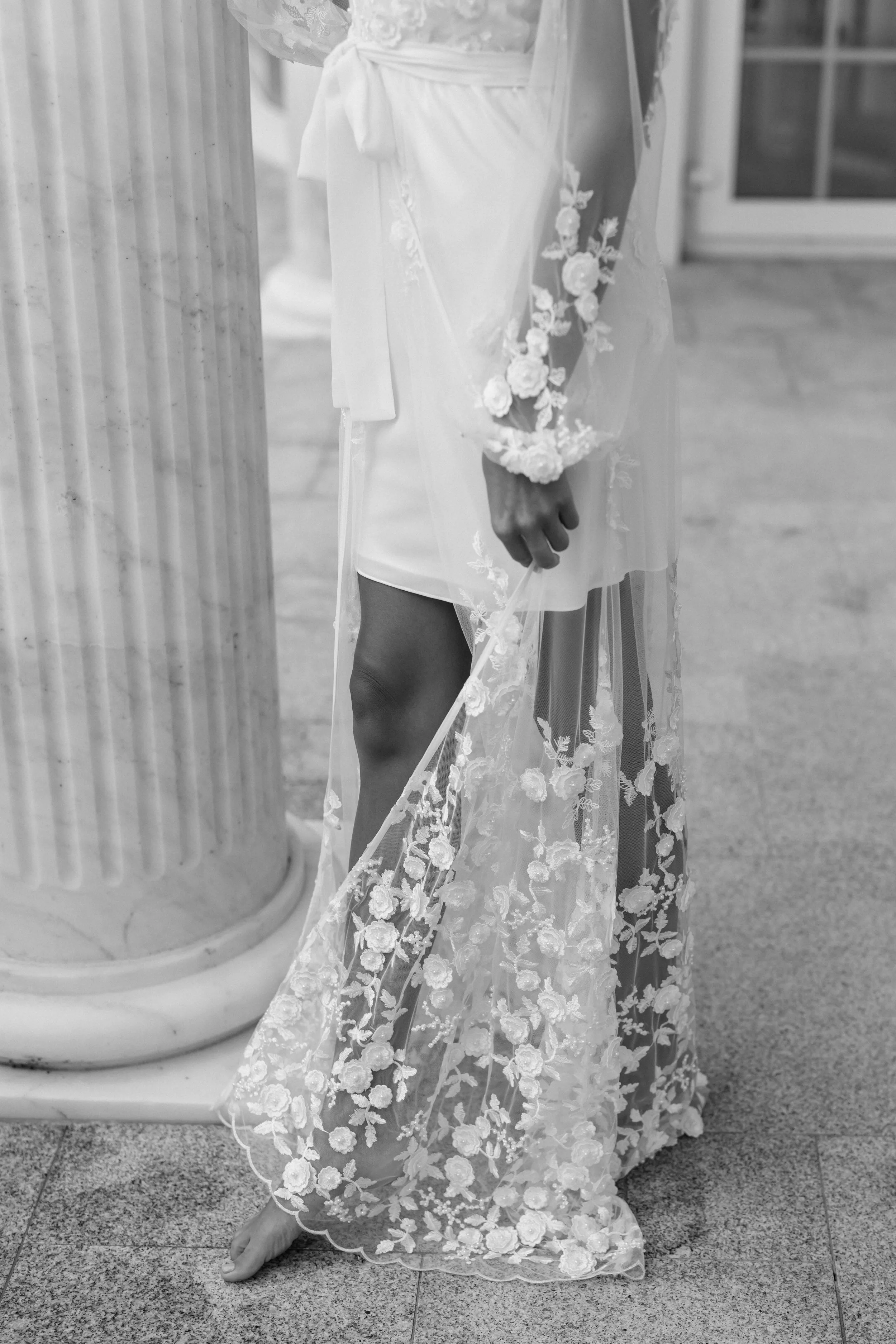Steffanie Beaded Floral Lace Maxi Bridal Robe - Includes Slip