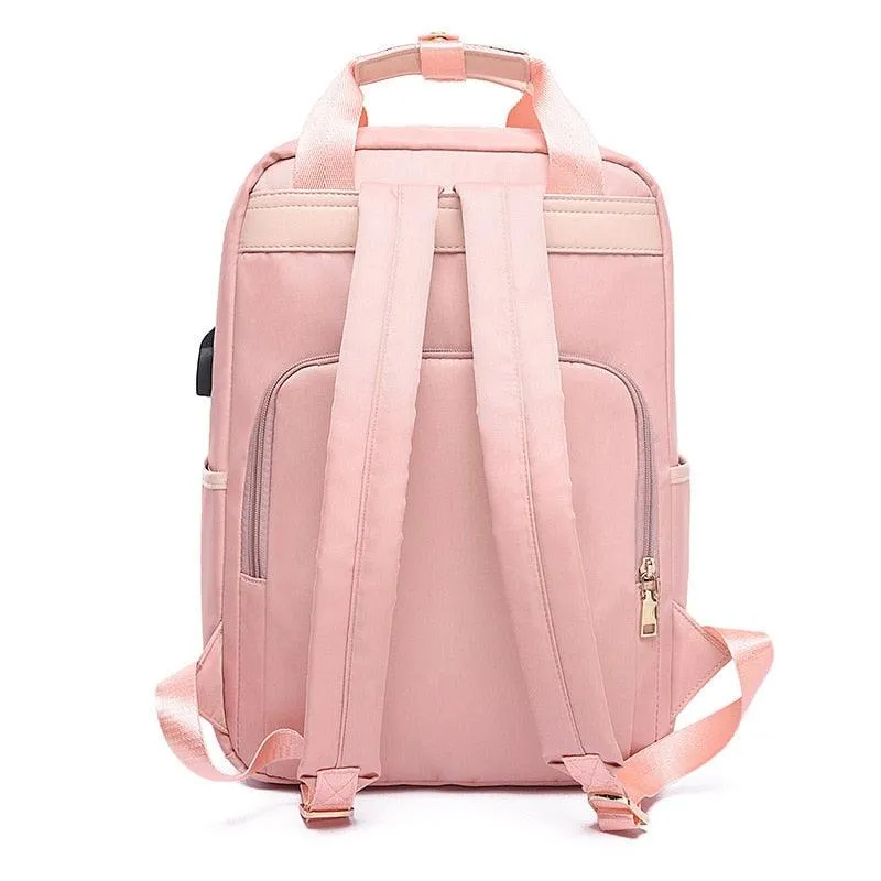 Stylish Waterproof Laptop Backpack 15.6 Women Fashion Backpack for girls Black Backpack Female large Bag 13 13.3 14 15 inch Pink