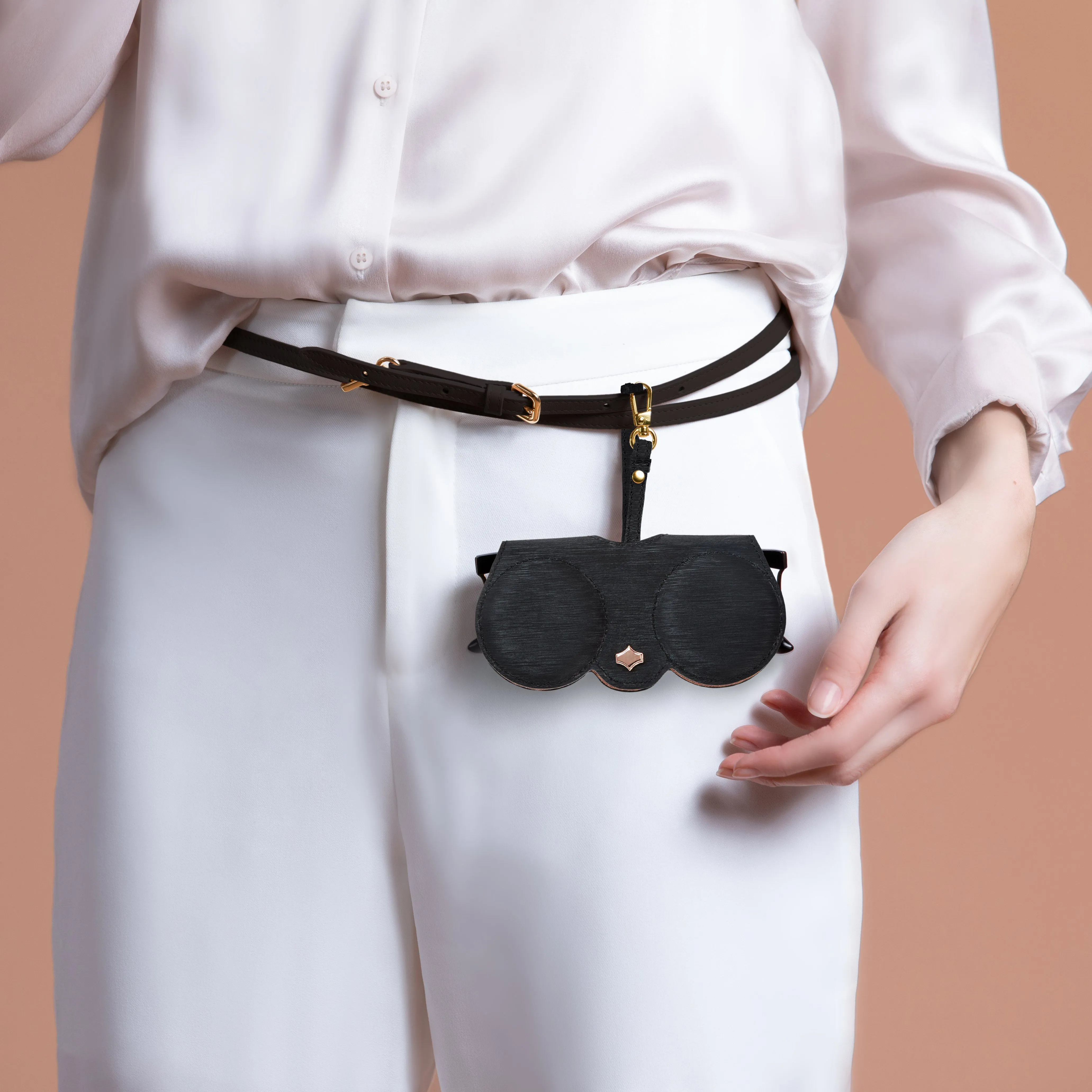 Sunglasses Case |   Neubau Black |  Vegan 24K Rose Gold Plated