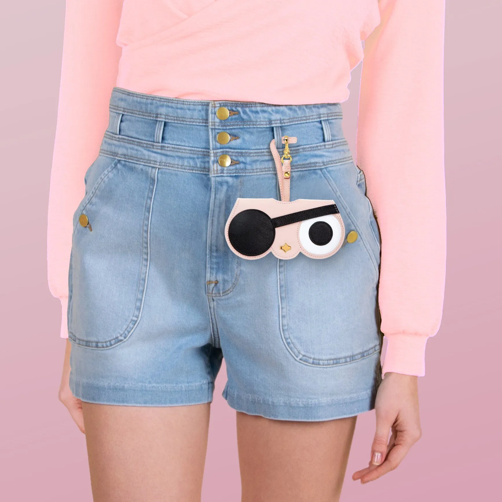 Sunglasses Case | Pirate Cat | Nappa Leather Gold Plated